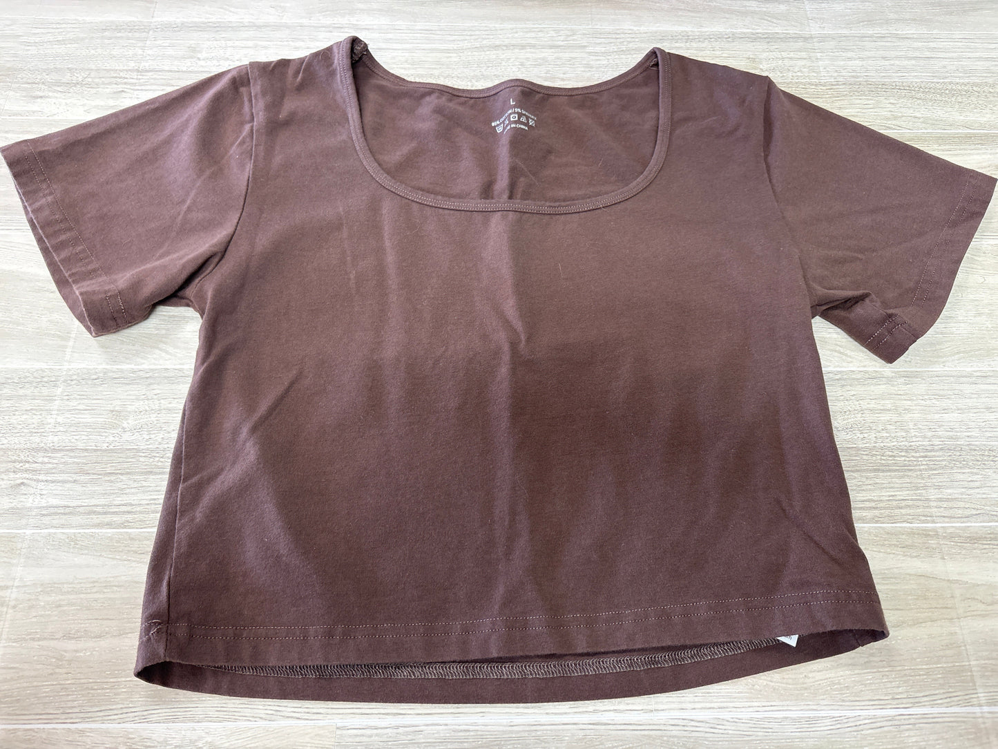 Womens Large Basic Crop Shirt - Brown
