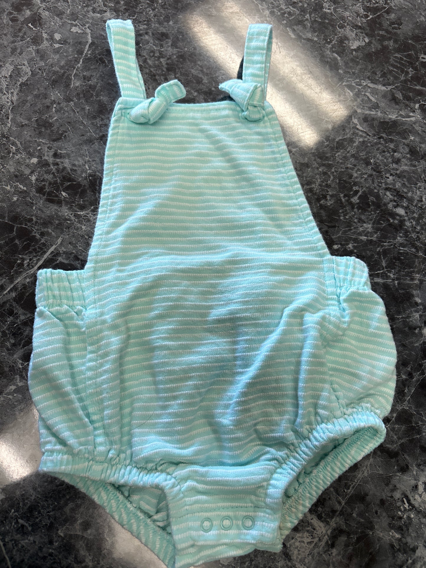 18m Baby Blue Striped Bubble Romper