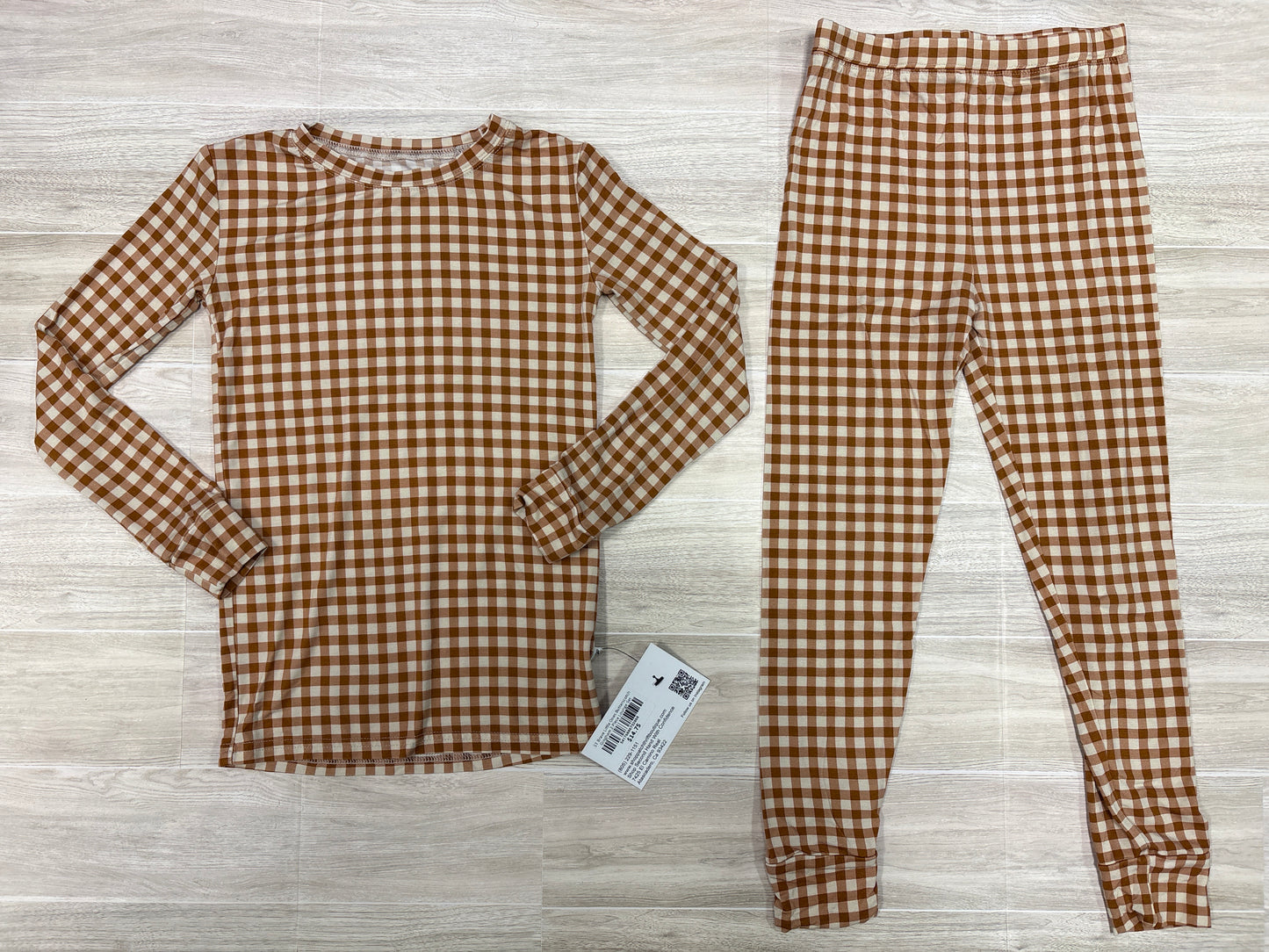 5T Brave Little Ones Butterscotch Gingham 2 Piece Lounge Set
