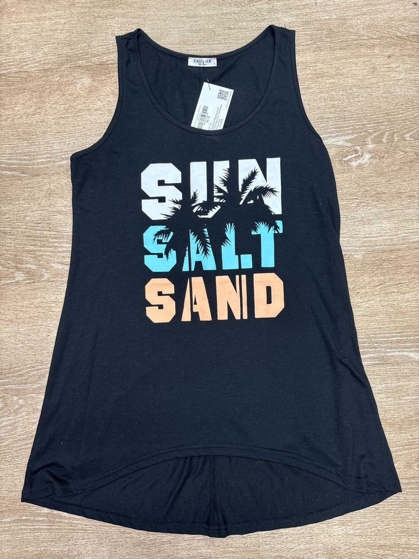 Womens Small Sun Salt Sand Black Tank