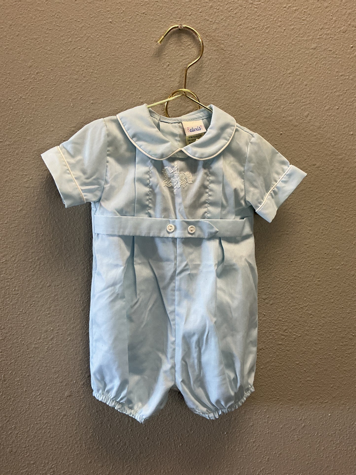 3m VINTAGE Baby Blue Carousel Romper with Bonnet