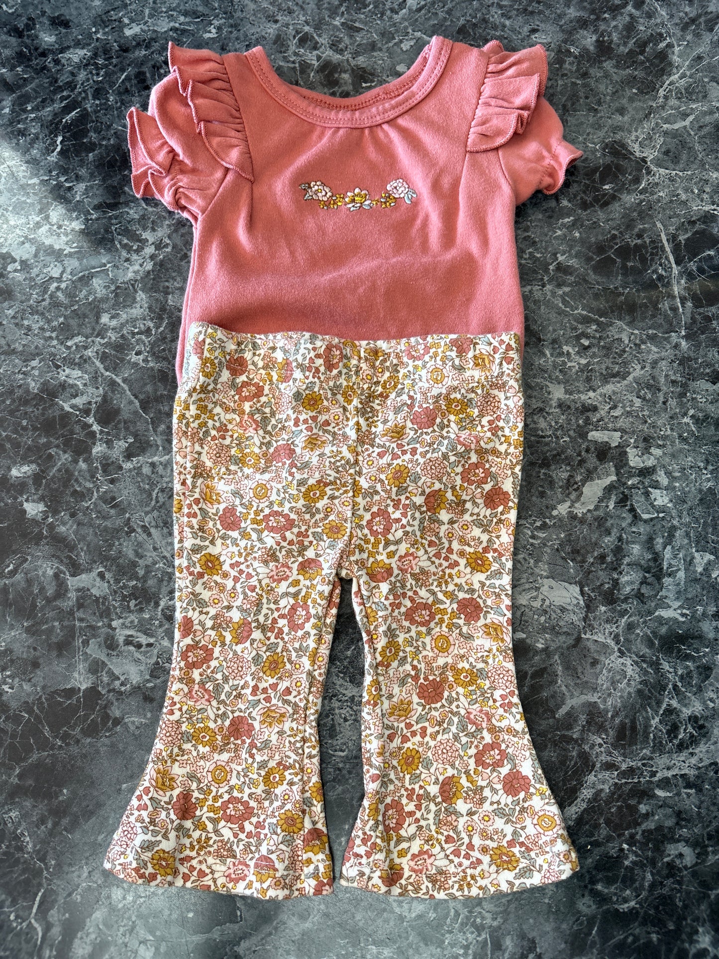 3m Terracotta Onesie + Floral Legging Set