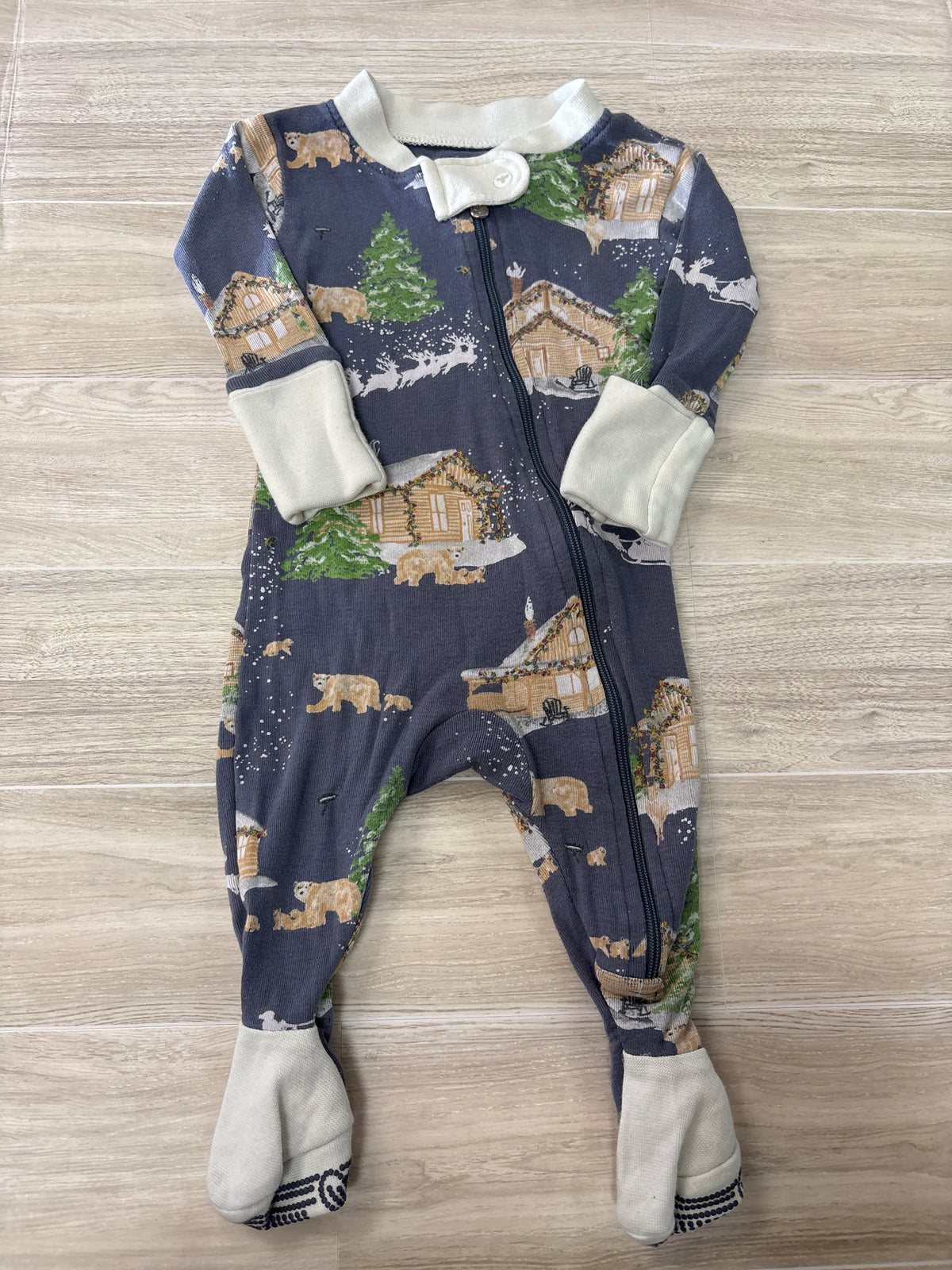 Newborn Burts Bees Muted Navy Holiday Pajama
