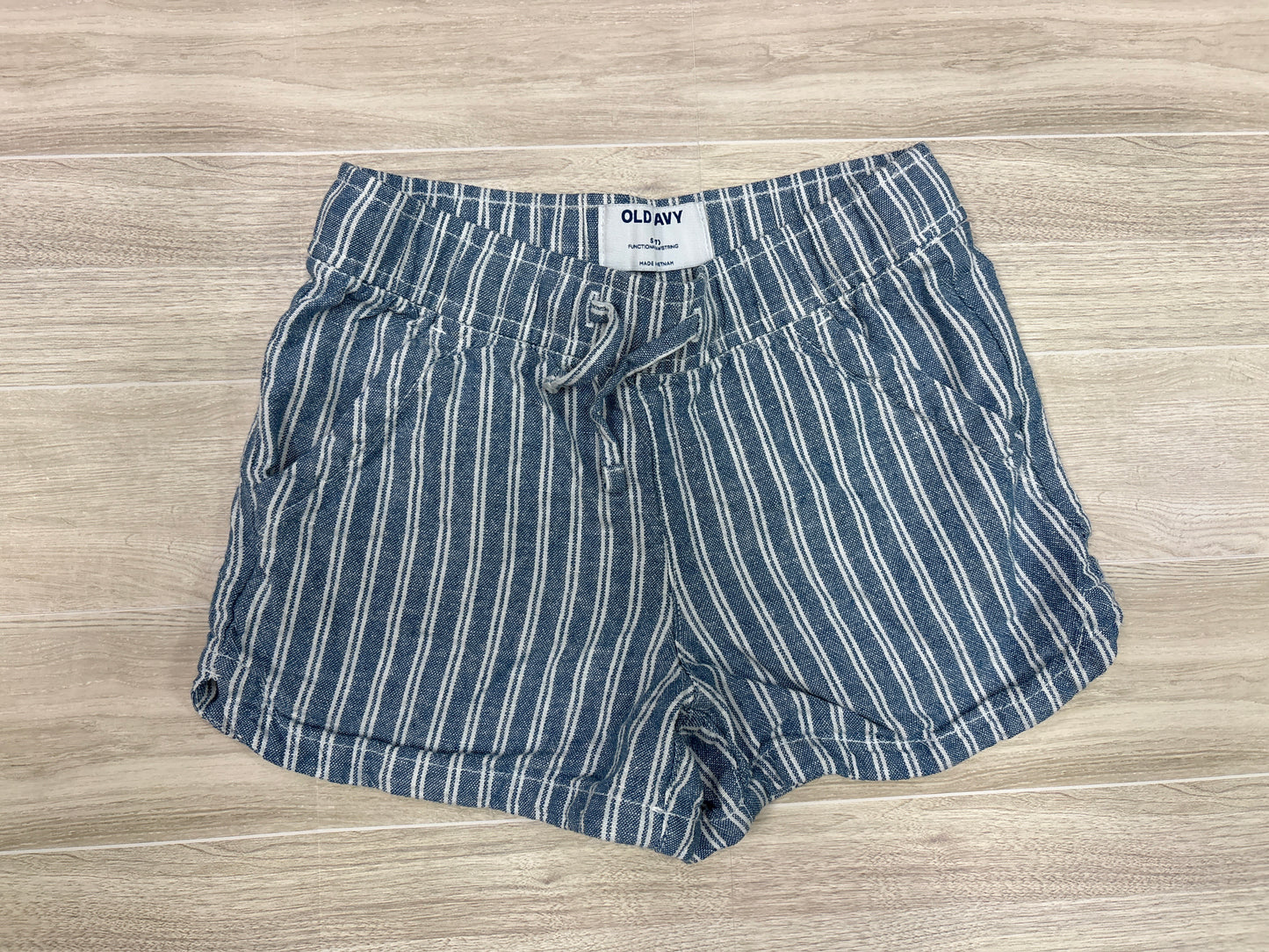 6-7 Blue/White Striped Linen Shorts