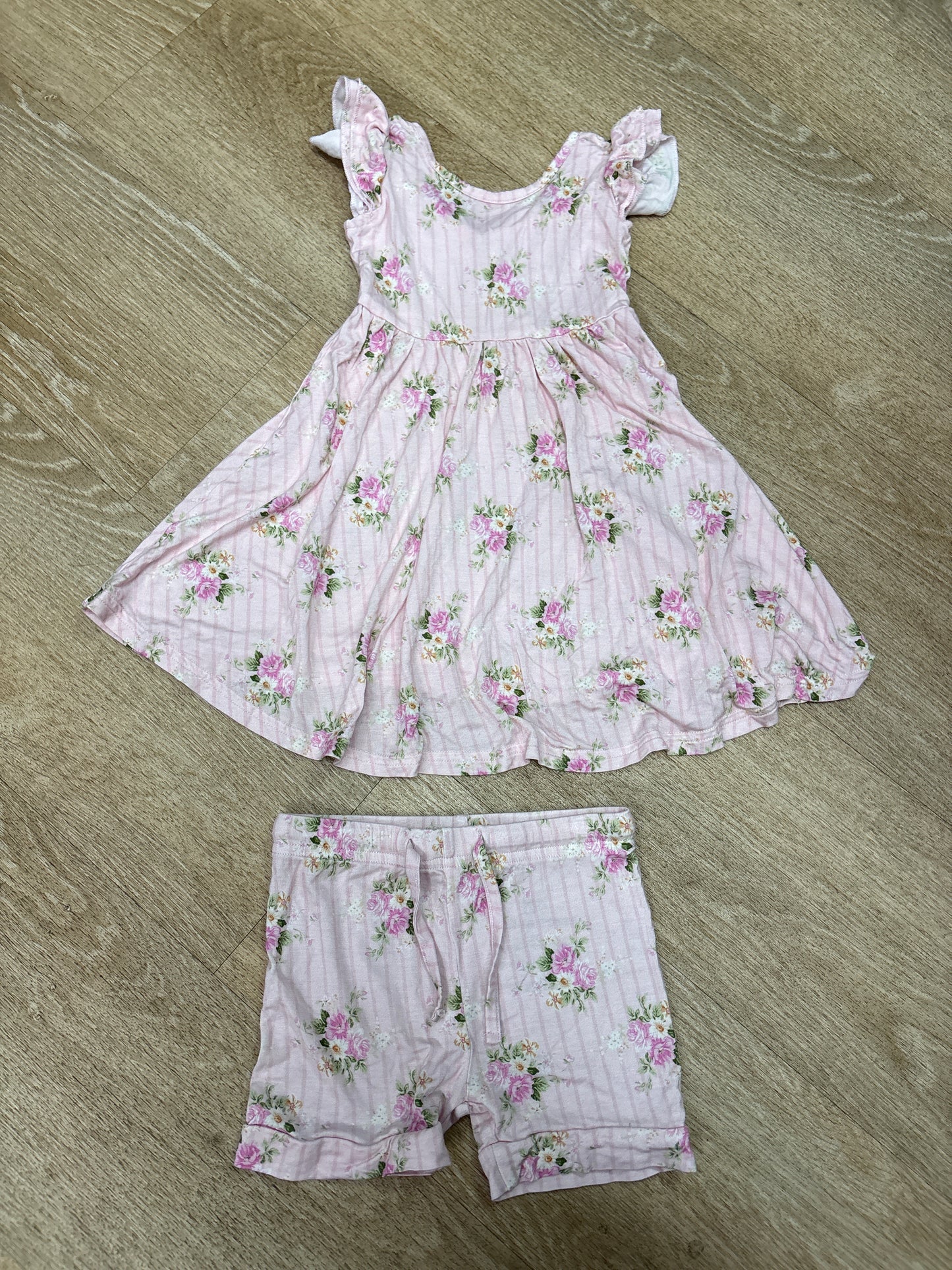 2T Bums & Roses Pink Bouquet Dress + Bloomer Set