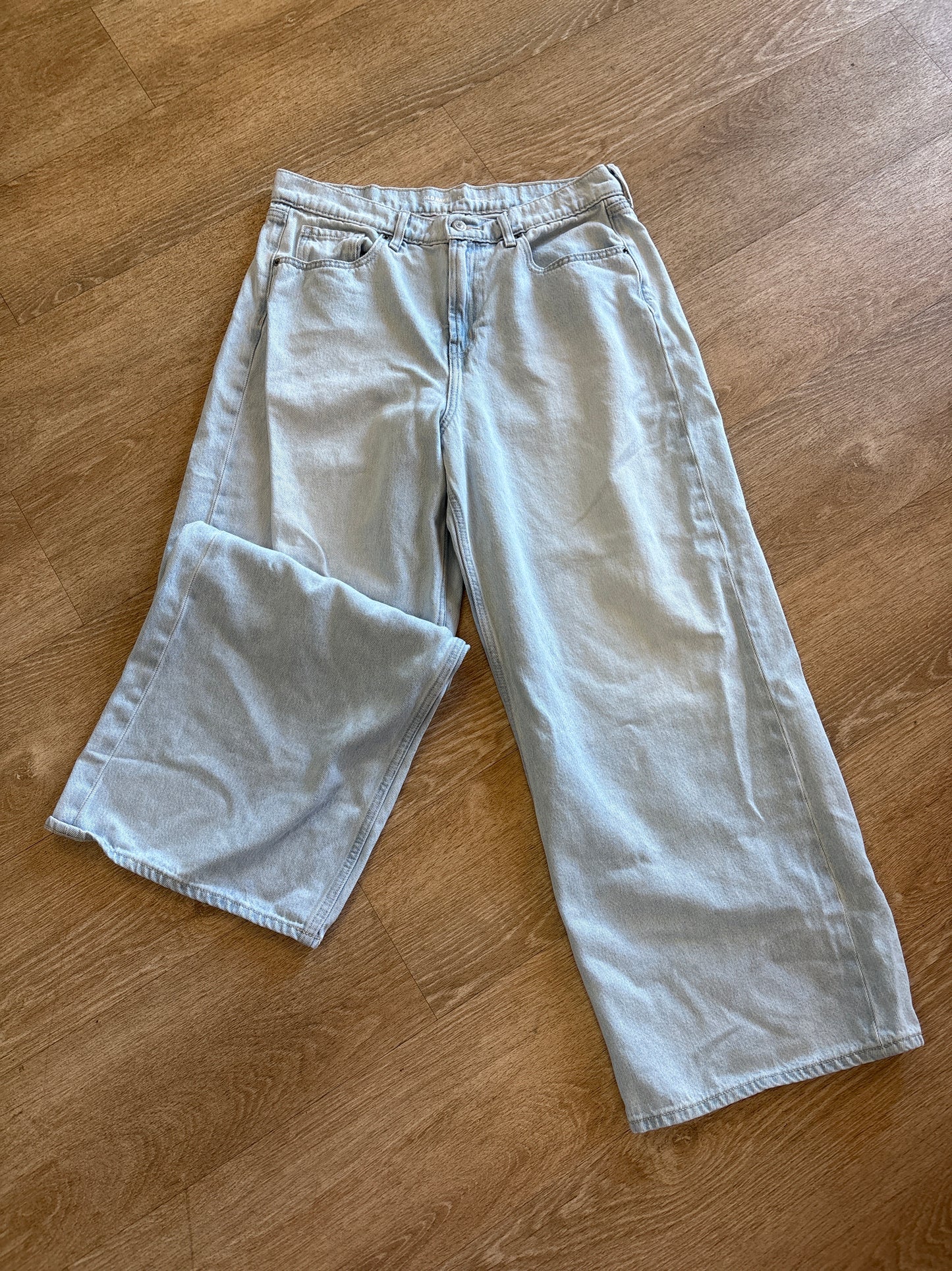 Womens 12 High Rise Baggy Wide Leg Denim