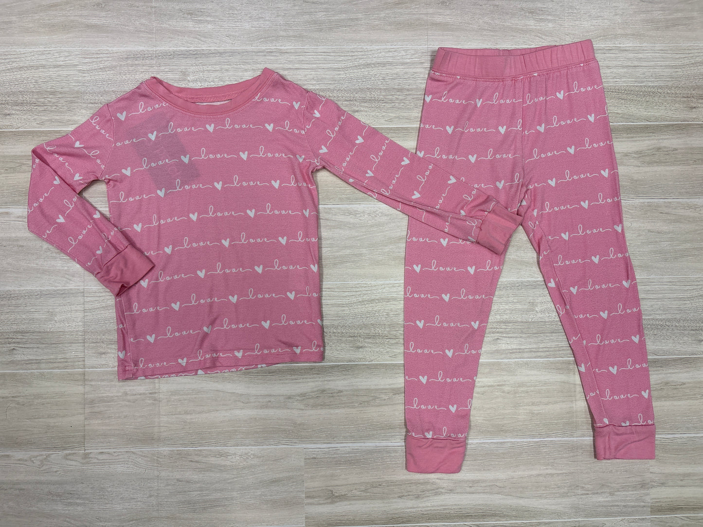 2/3 Baby Pink Love 2 Piece Pajama Set