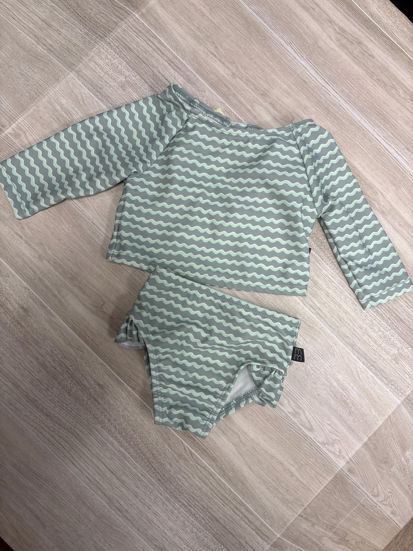 0-3m Seafoam Squiggle 2 Piece Swim Suit