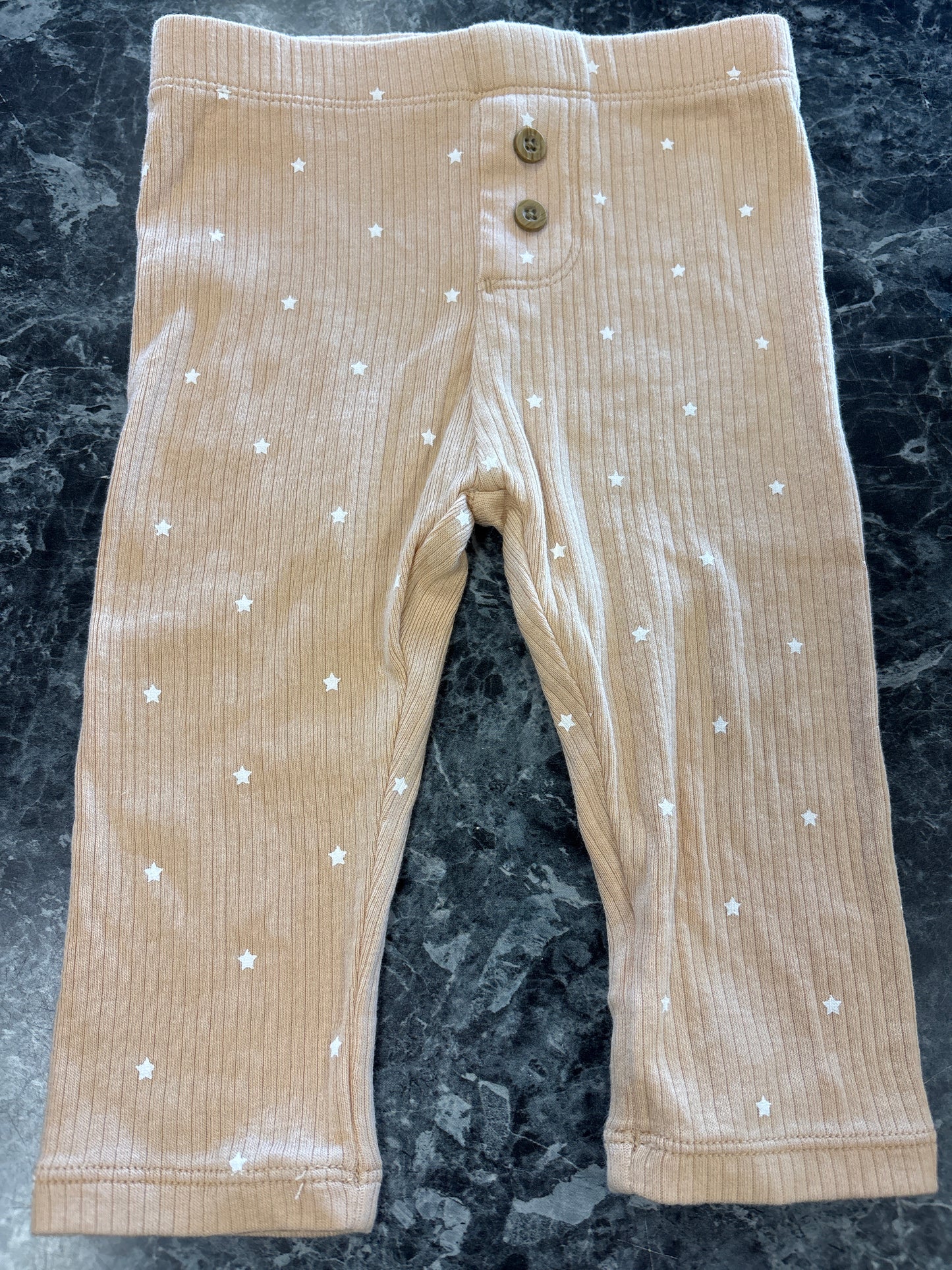 3-6m Tan Star Ribbed Pant