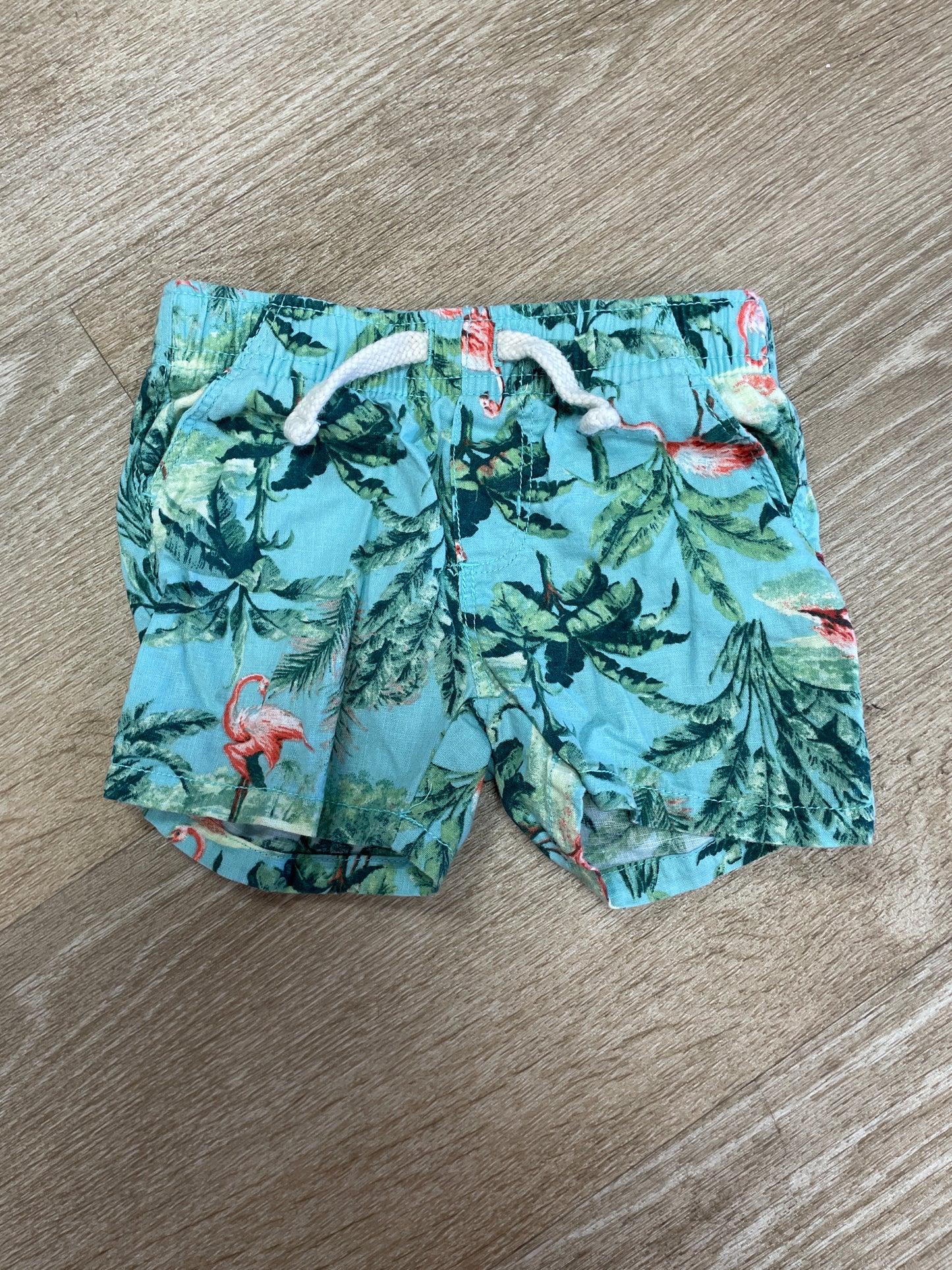 6-12m Blue Palm Flamingo Shorts