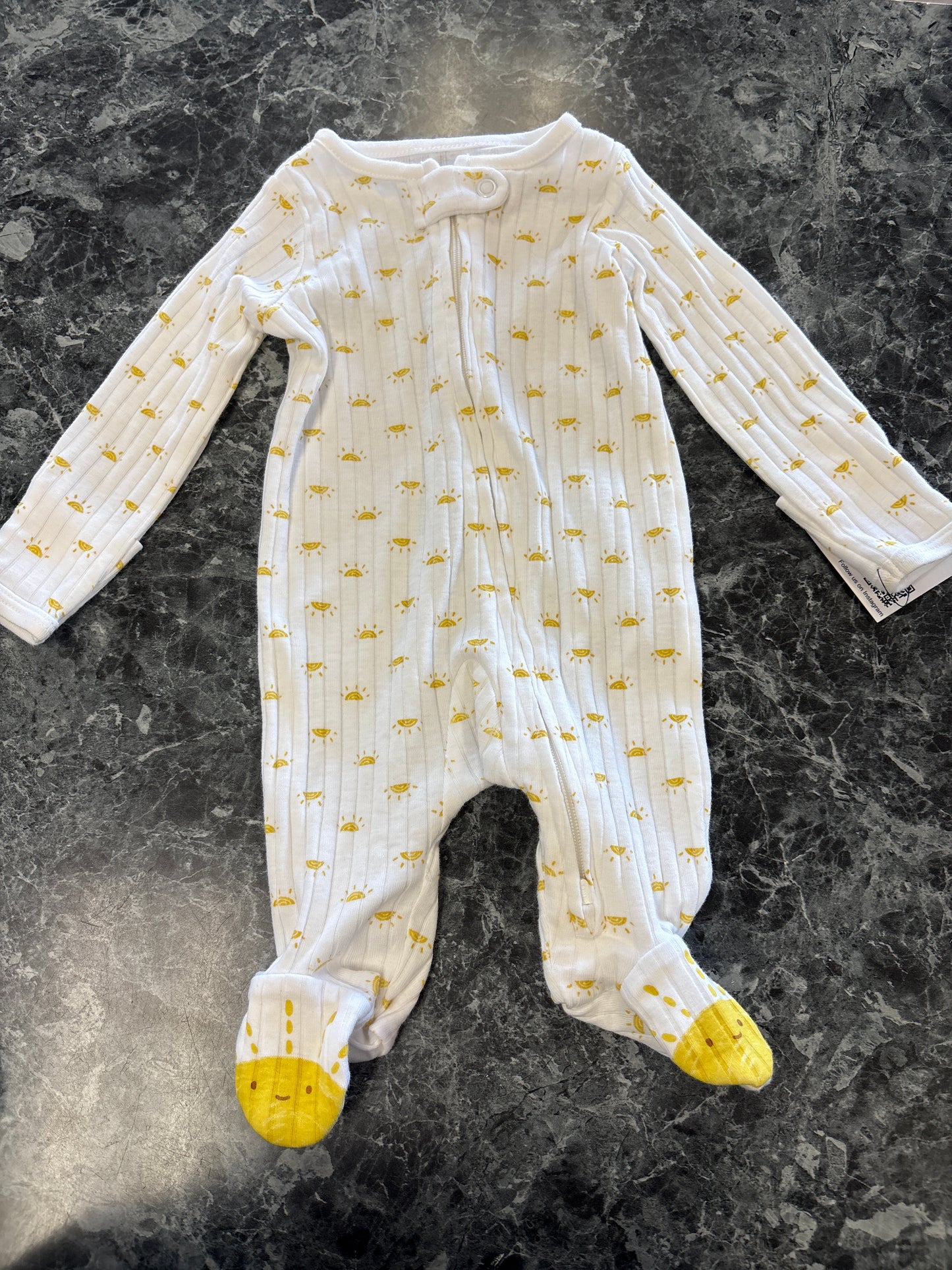 Newborn White Ribbed Sun Pajama
