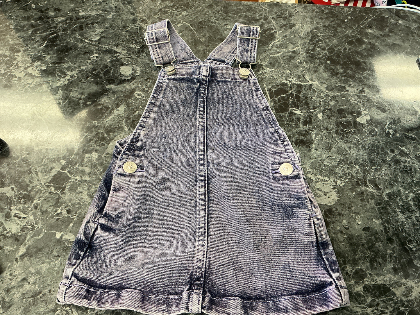 2T Acid Wash Denim Overall Dress
