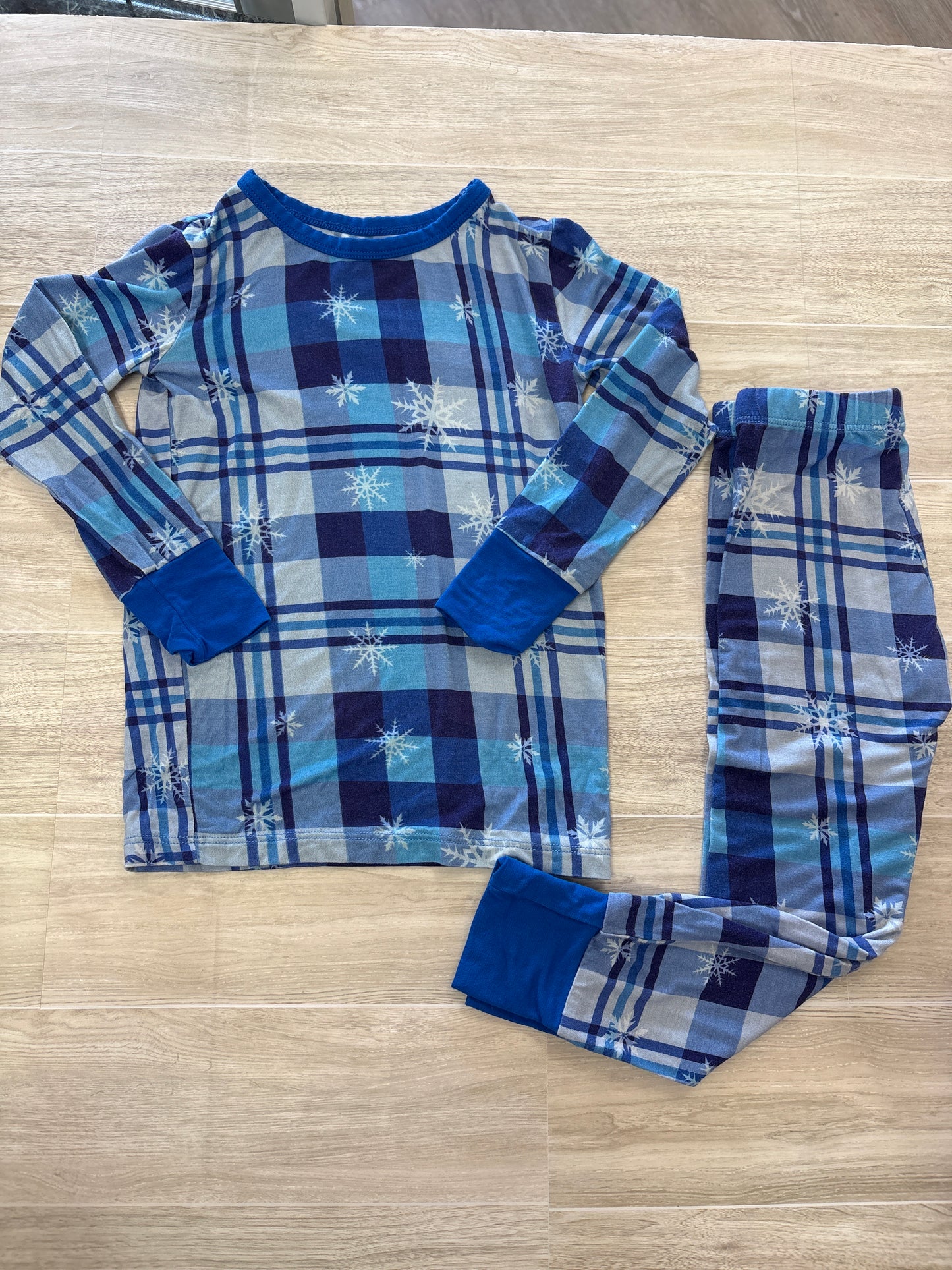 3T Birdie Bean Blue Plaid 2 Piece Lounge Set