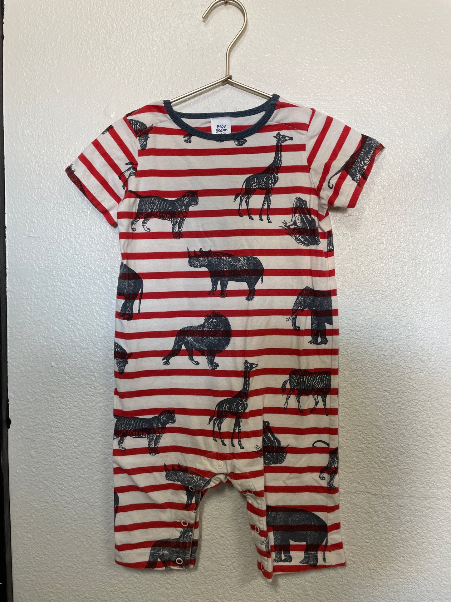 18-24m Baby Boden Striped Circus Animal Shortie Romper