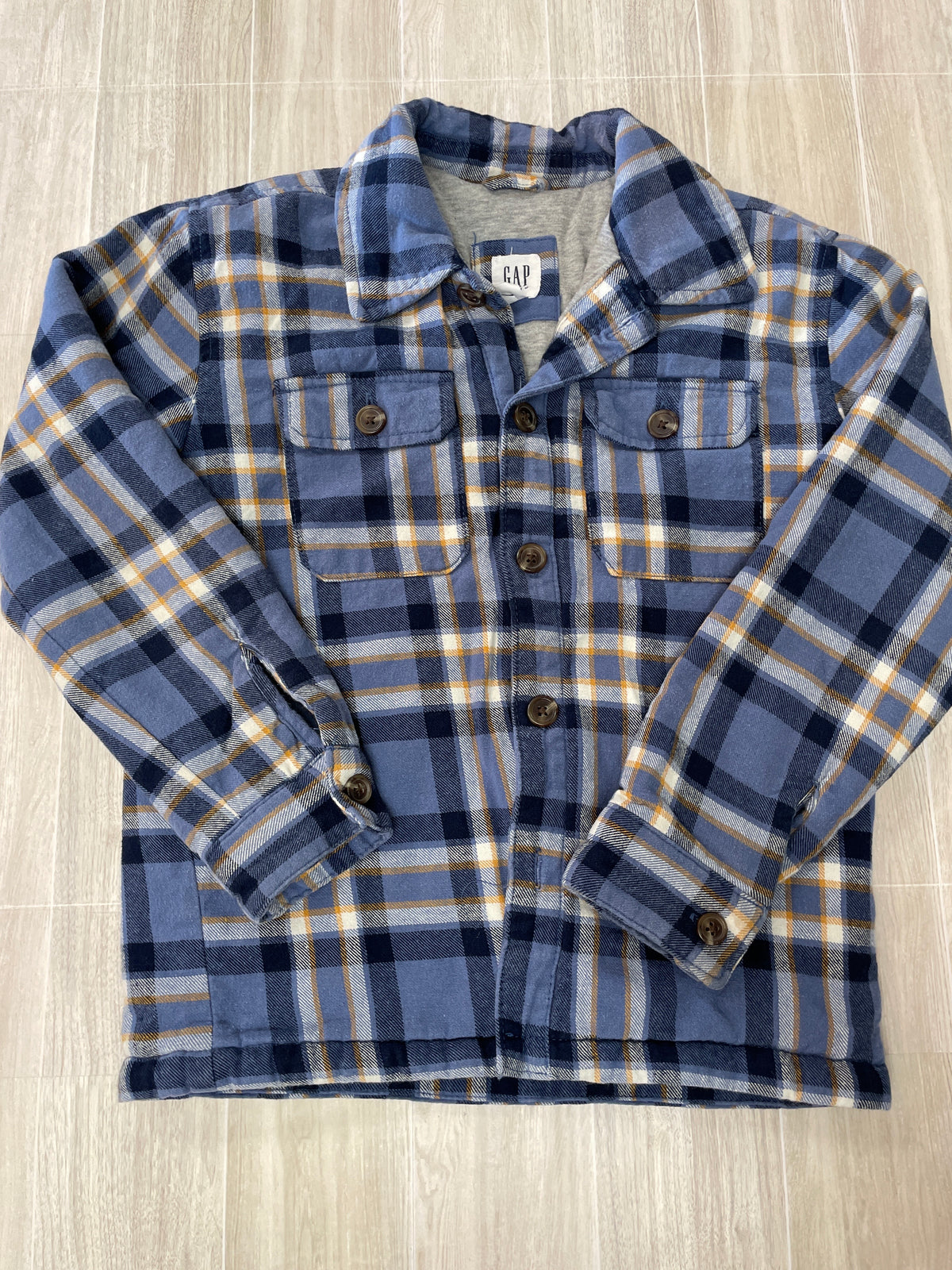 8/9 Blue Plaid GAP Lined Button Up Shacket