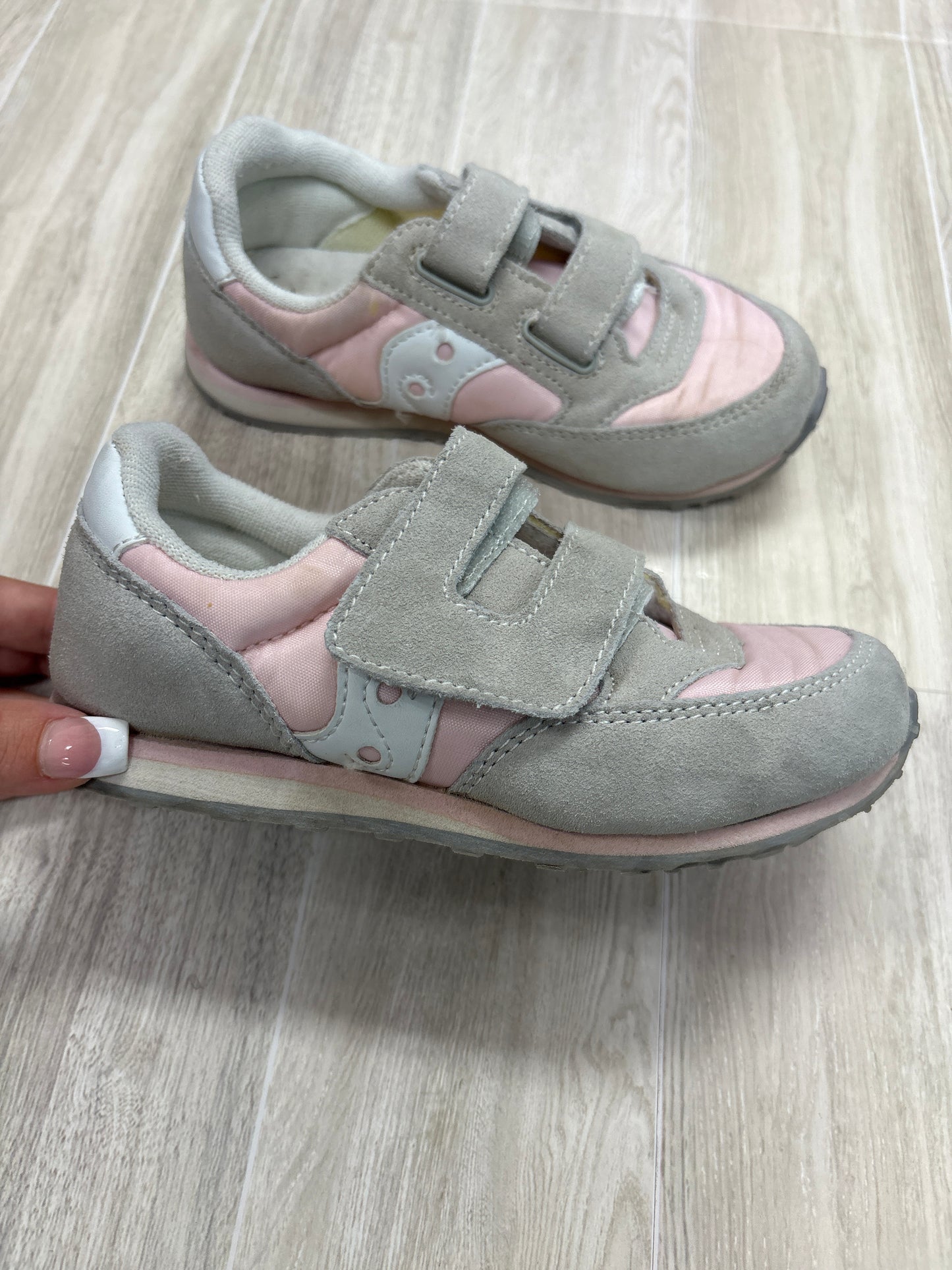 11.5c Pink/Grey Velcro Shoes
