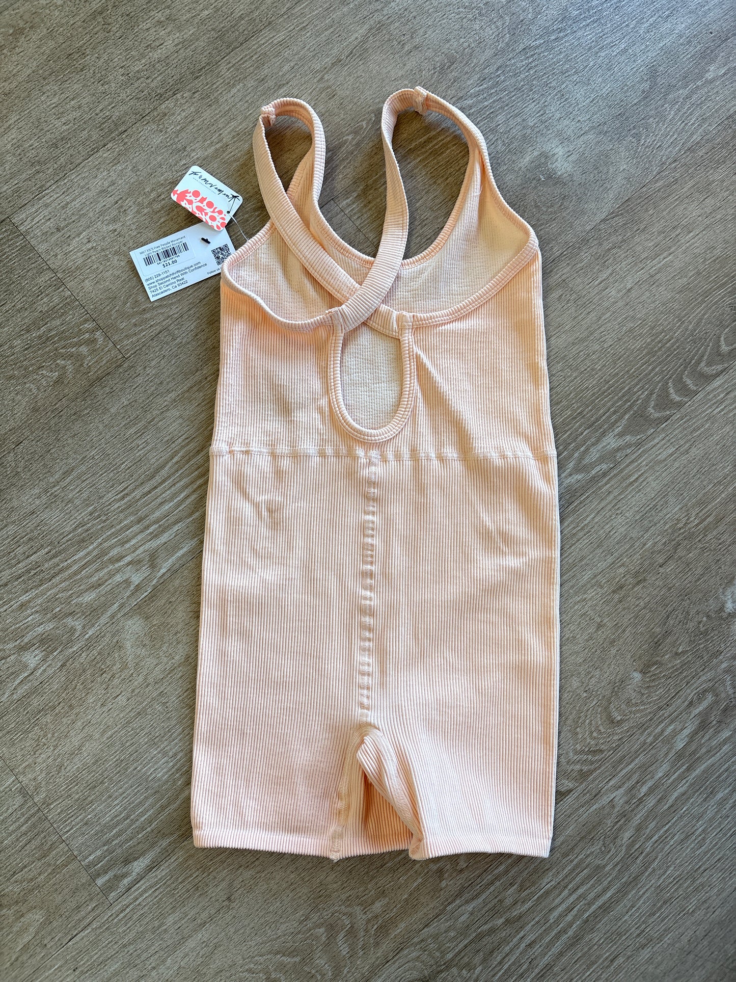 NWT XS/S Free People Movement Light Peach Ribbed Romper