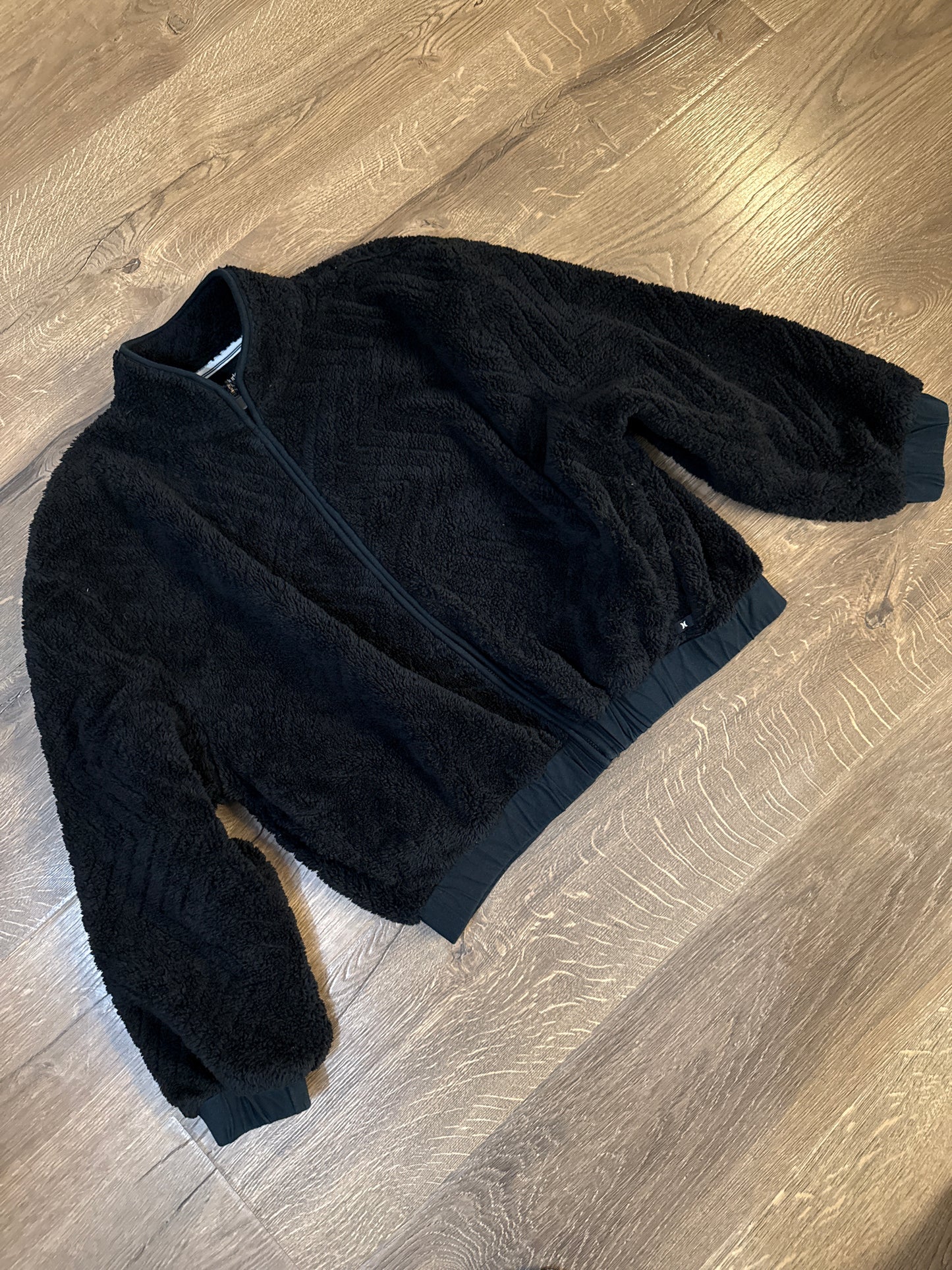 Womens Medium Black Sherpa Zip Up