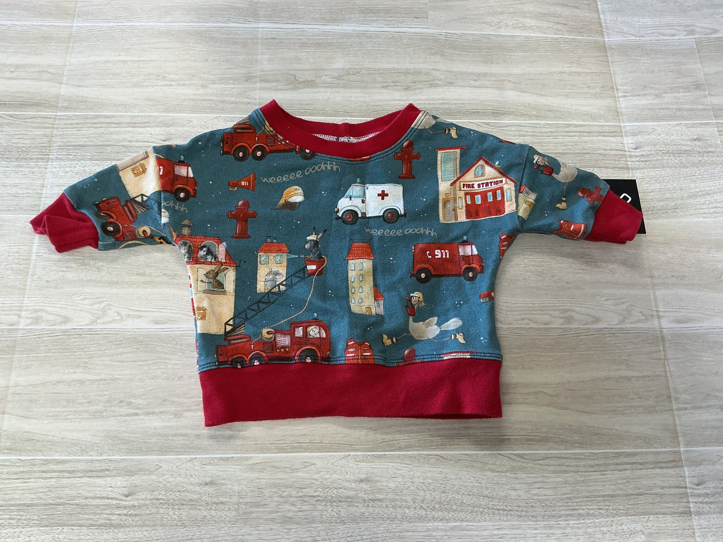 0-3m Handmade Firetuck Crewneck
