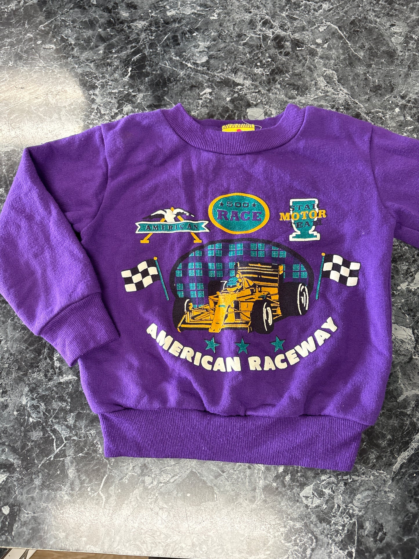4T VINTAGE Kid Connection 500 Race Purple Crewneck