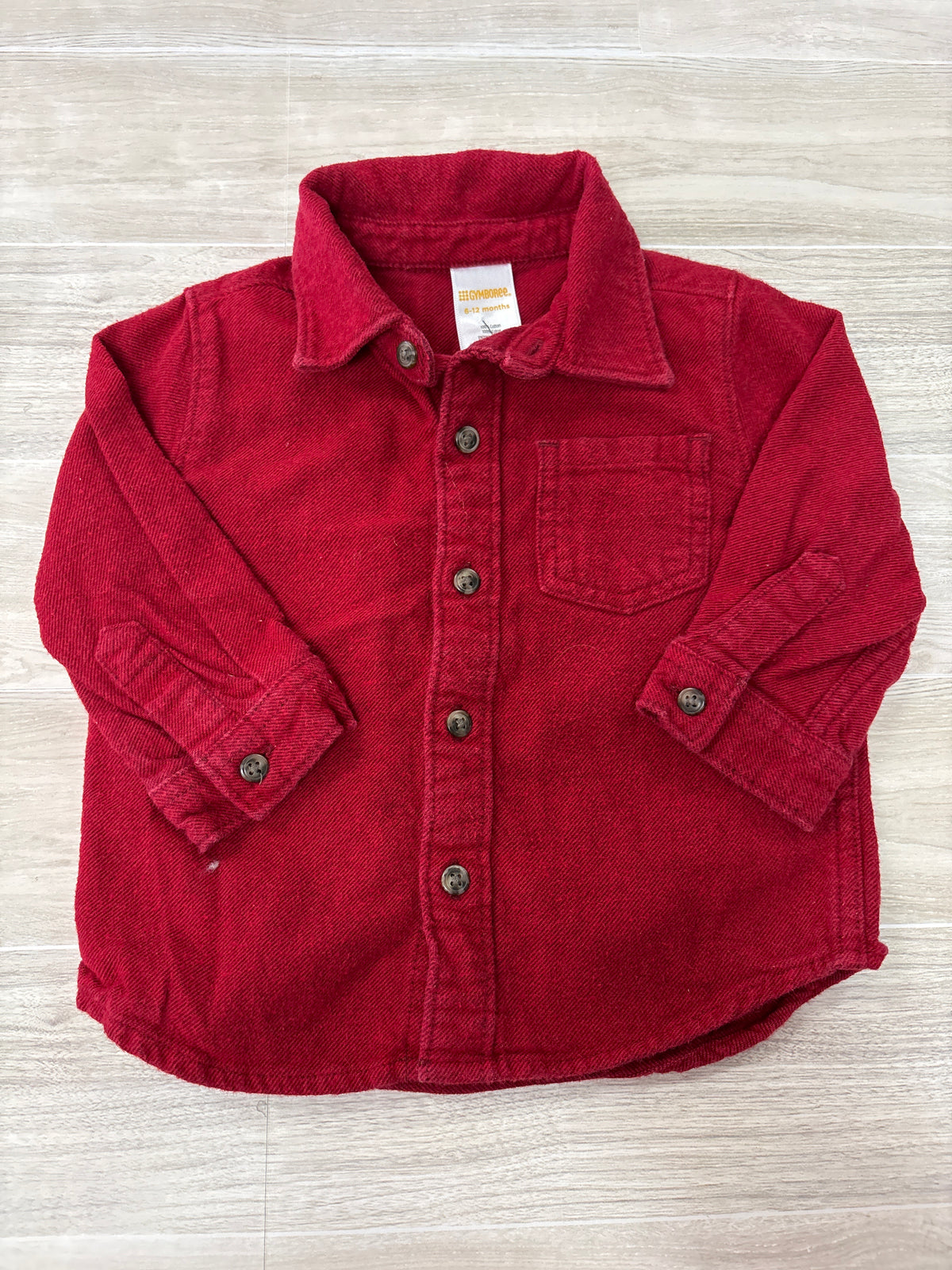 6-12m Red Button Up Long Sleeve