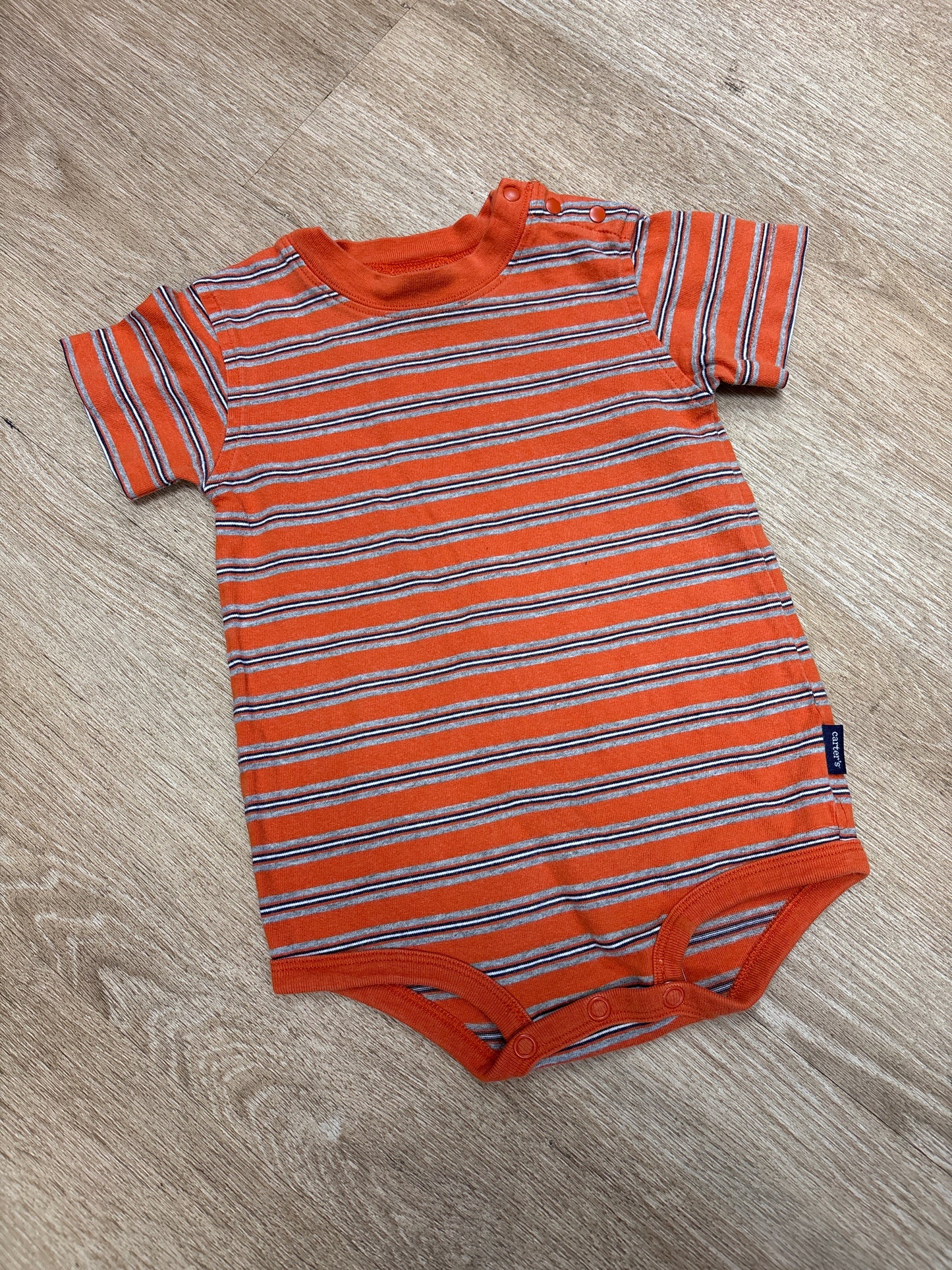 9-12m VINTAGE Carters Kids Orange/Grey Striped Onesie