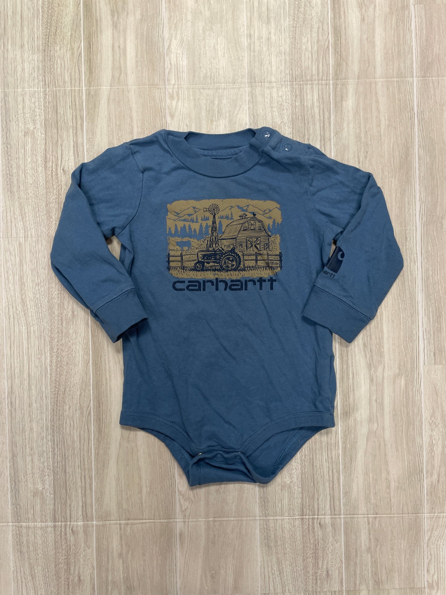 12m Carhartt Blue Tractor Onesie