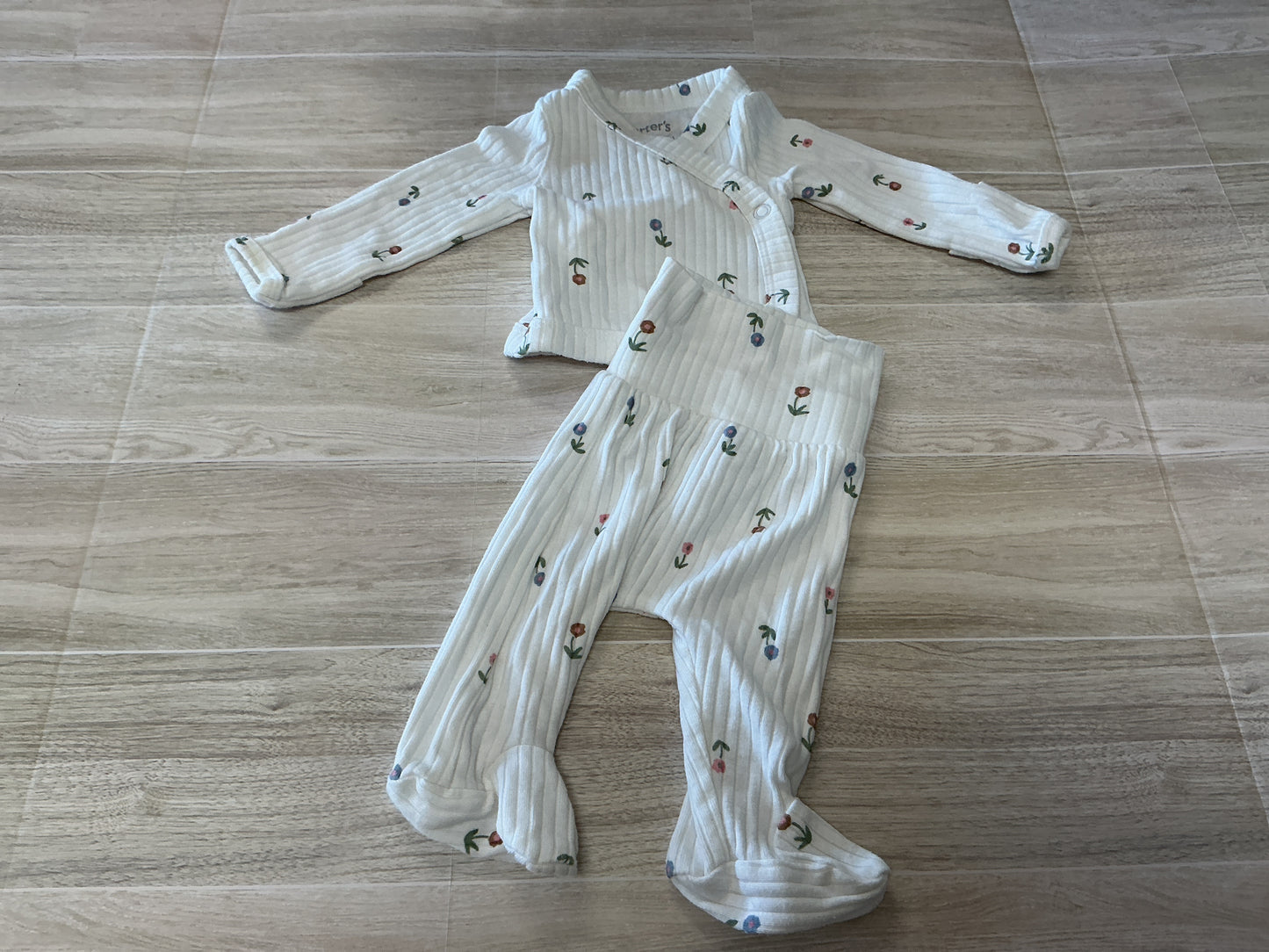 Preemie Ribbed Floral 2 Piece Set