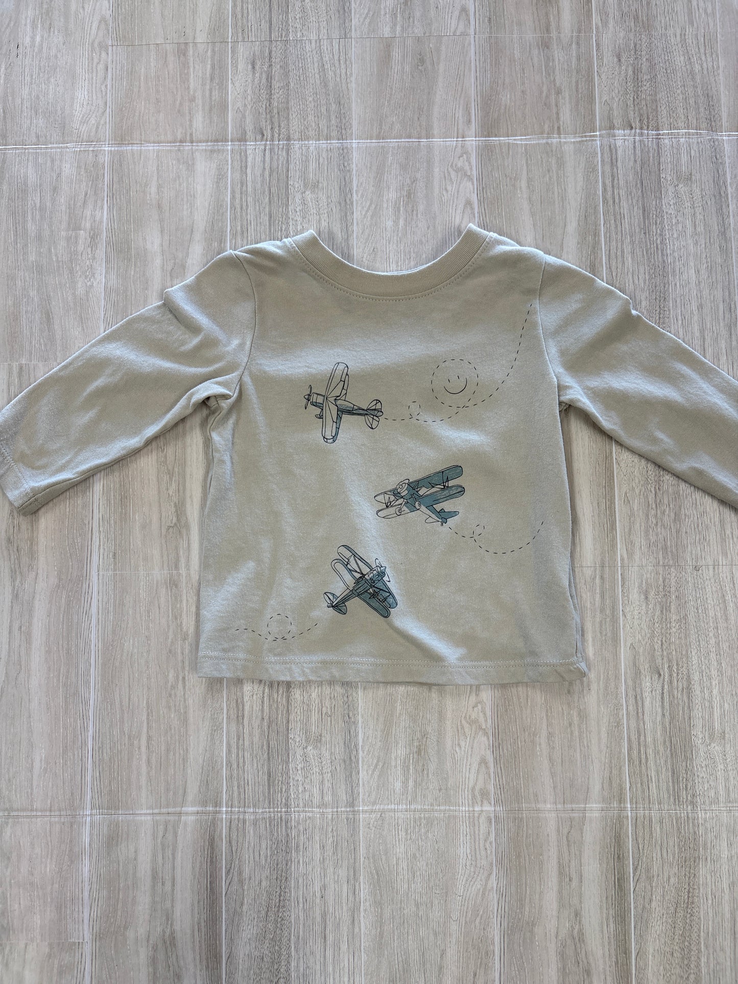 12m Tan Airplane Long Sleeve
