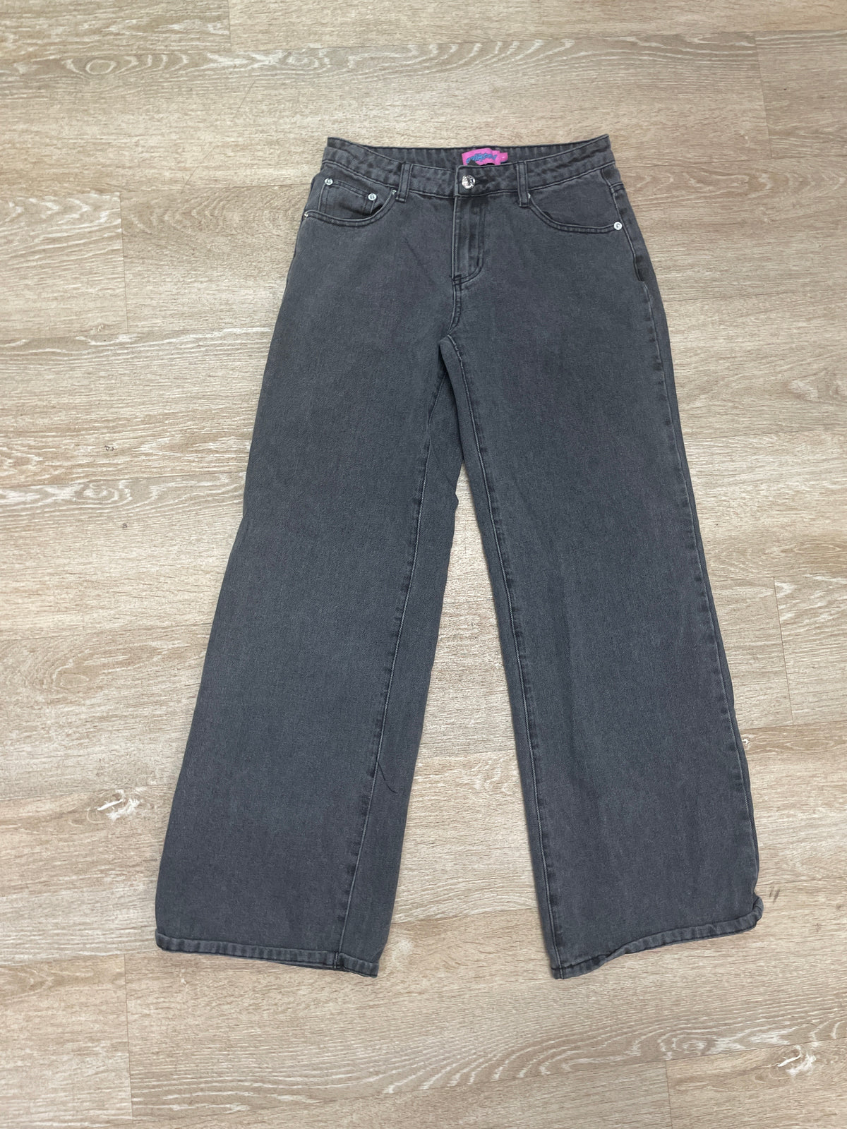 Womens Small Edikted Charcoal Grey Wide Leg Denim