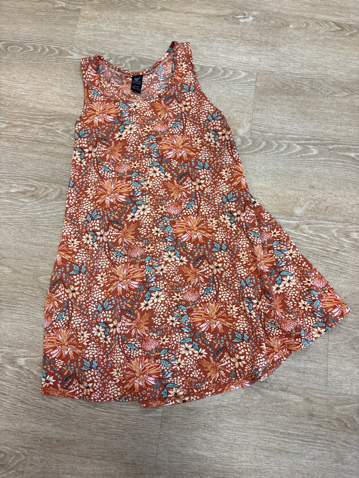 Womens Small/Medium Rust Floral Tank Dress