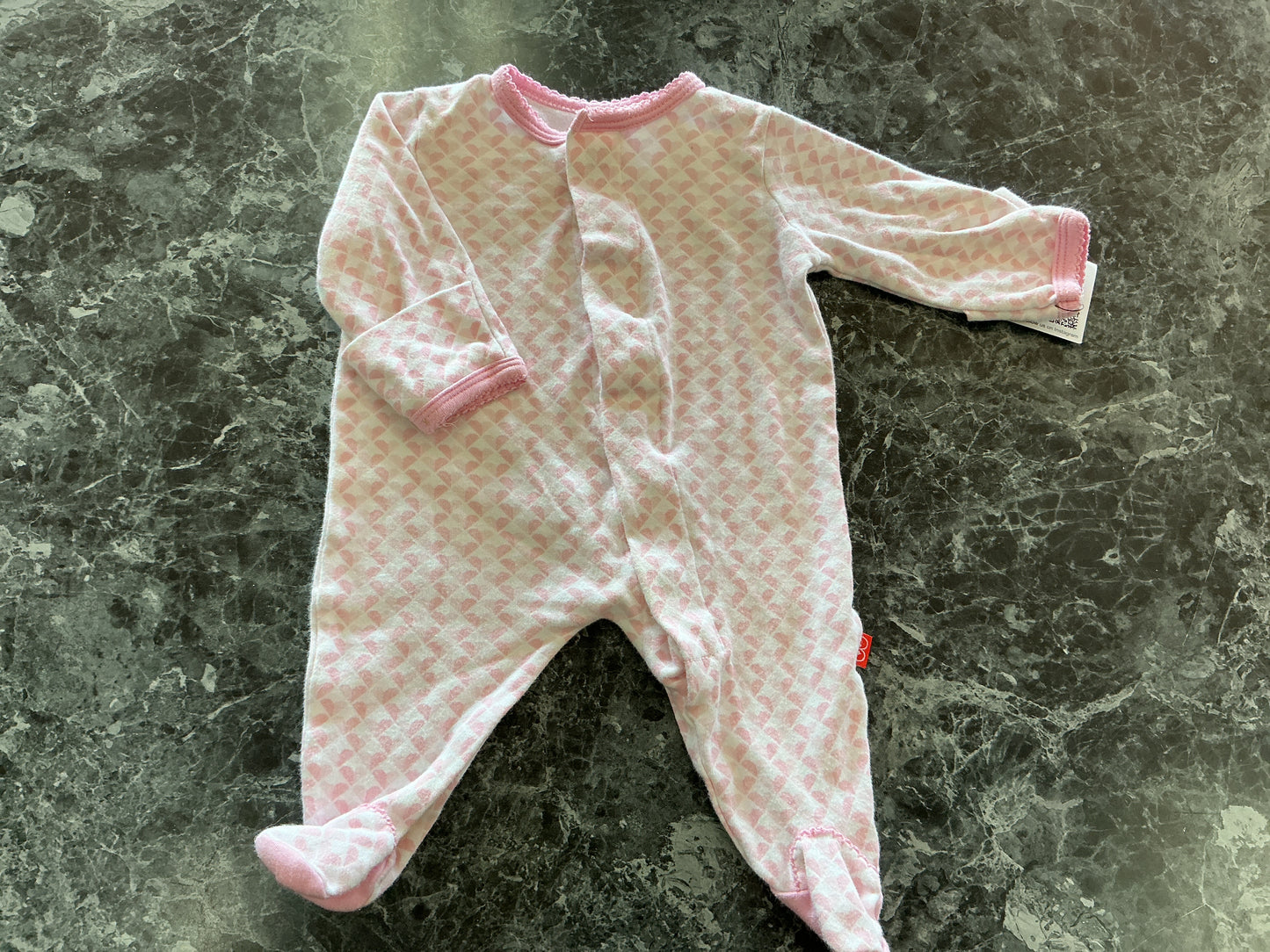 Newborn Magnetic Me Pink Hearts Pajama Romper