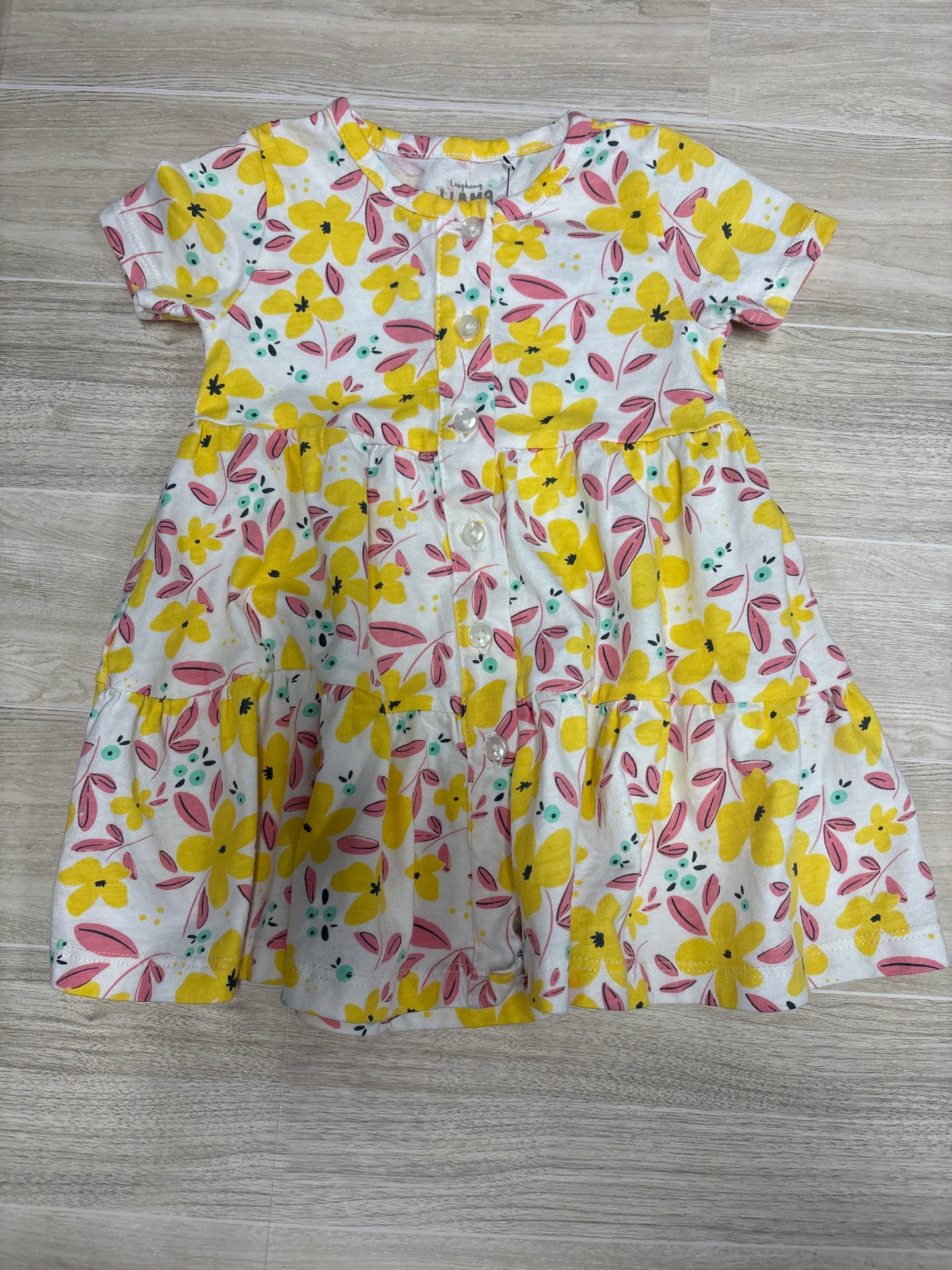 9m Yellow/Pink Floral Button Dress