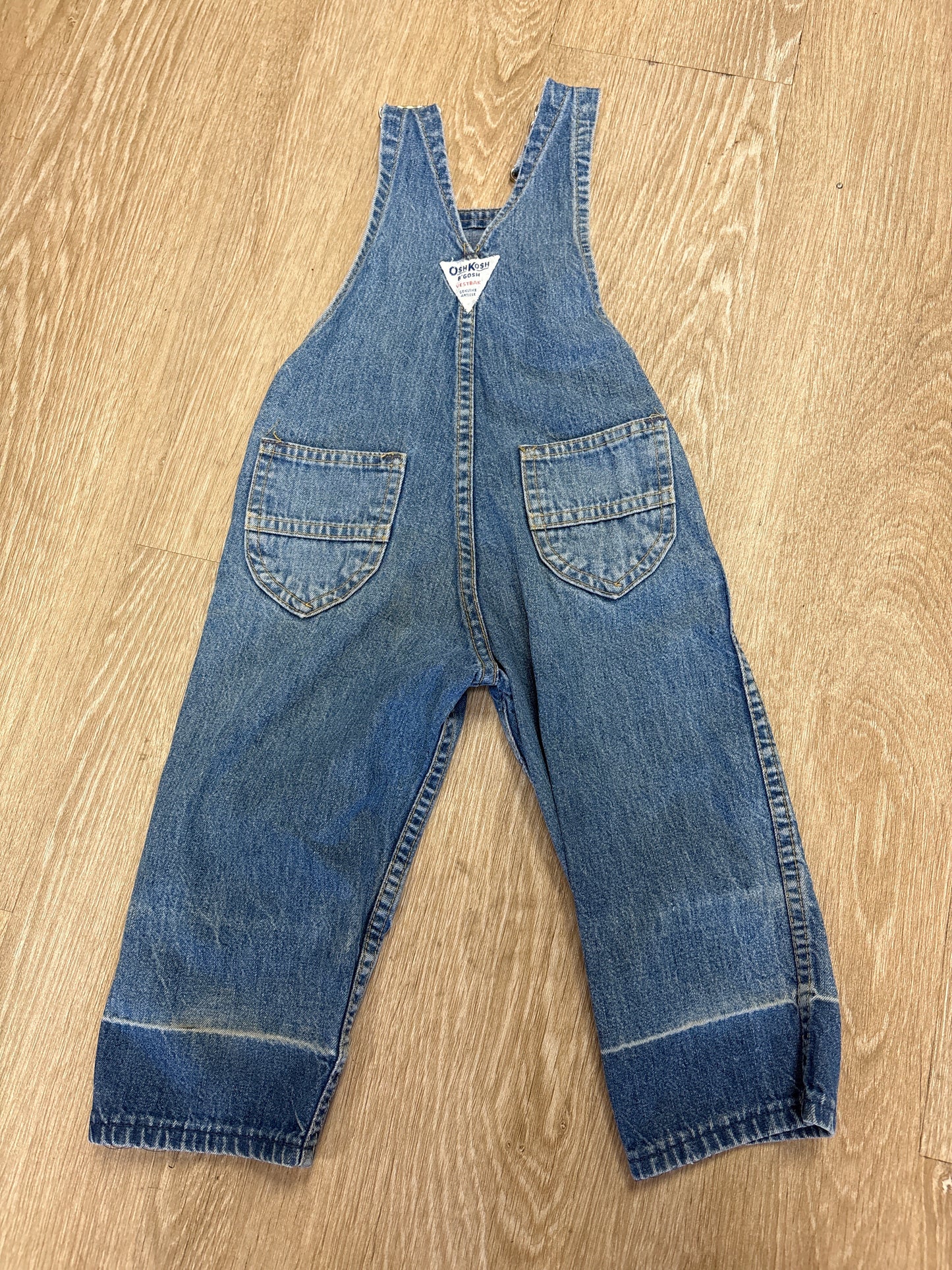 2T Vintage OshKosh Pleated Denim Overalls