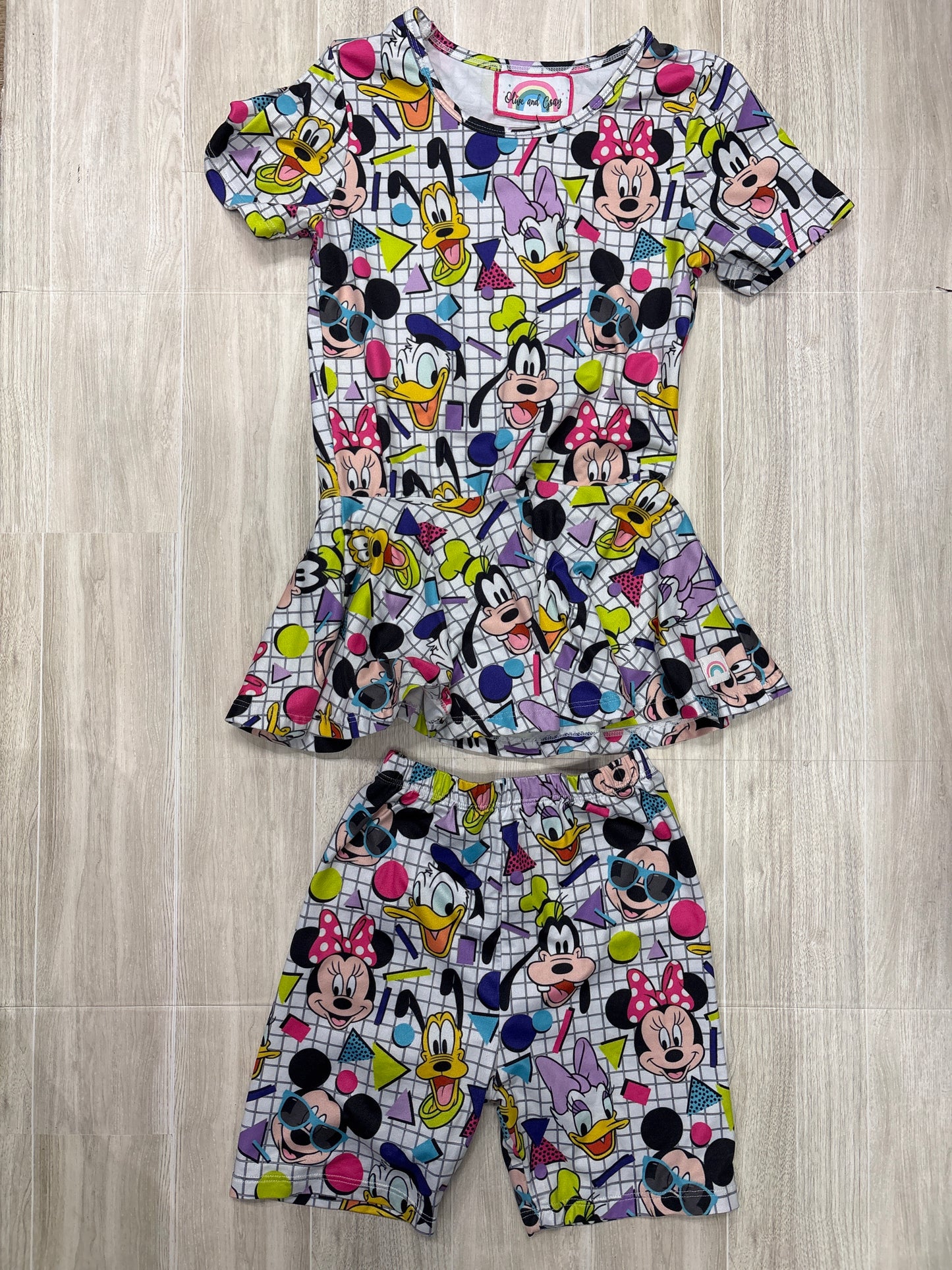 6T Mickey + Friends Peplum Top + Biker Shorts Set