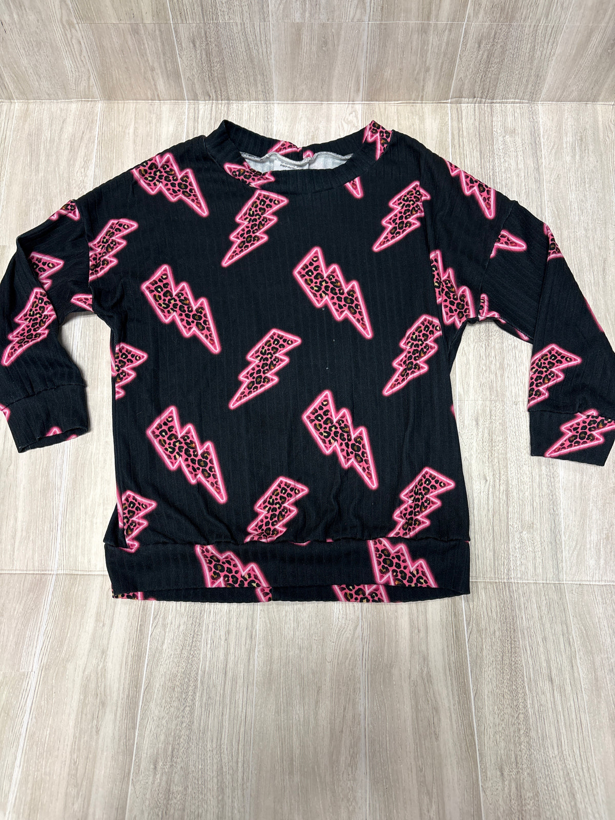 5T Handmade Black Lightening Bolt Long Sleeve