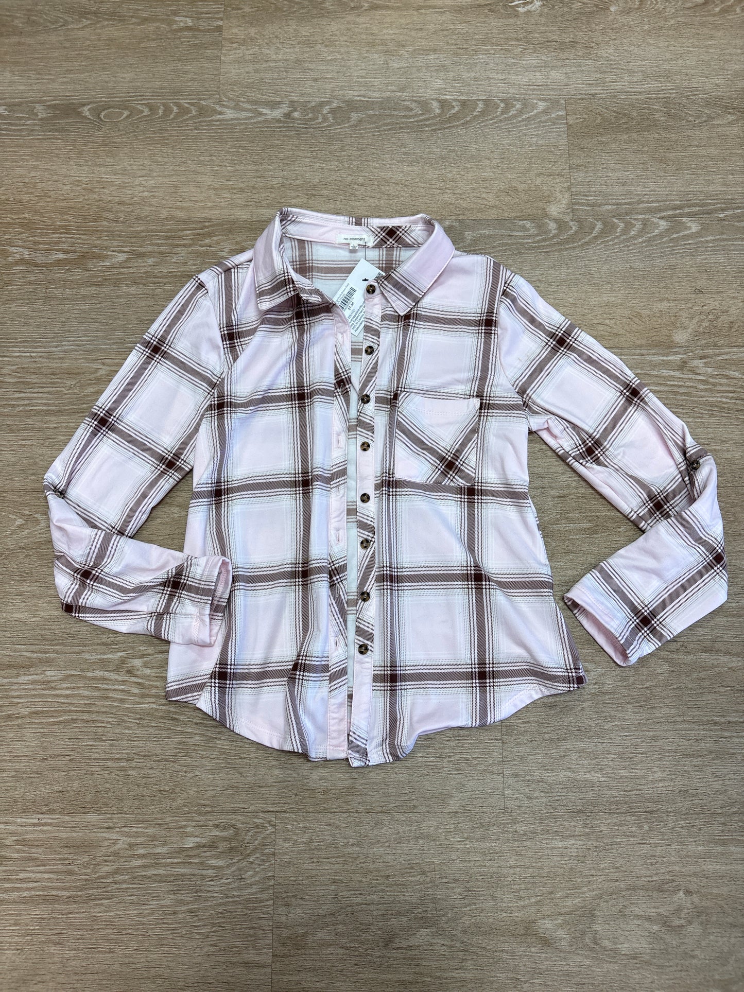 Womens Large Blush/Brown Plaid Soft Shacket