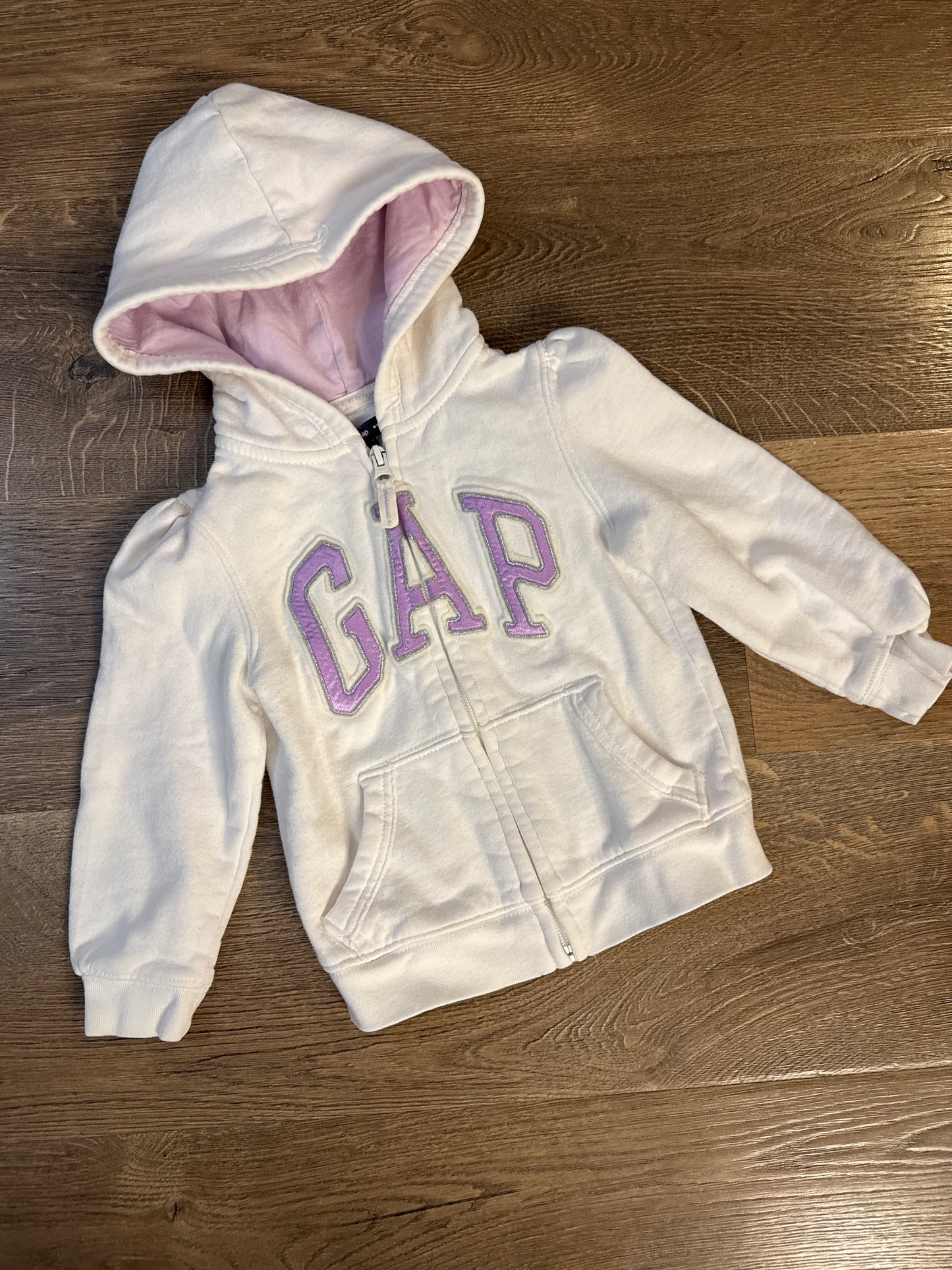 4T White GAP Lavender Lined Zip Up Jacket