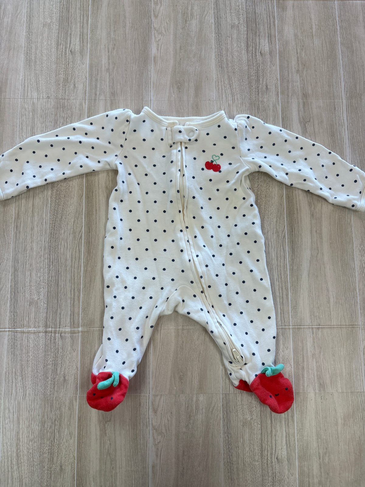 Newborn White Polka Dot Cherry Pajama