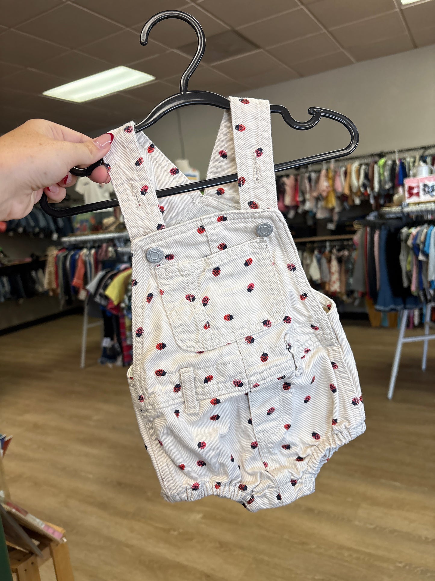 3-6m Ladybug Bubble Overalls
