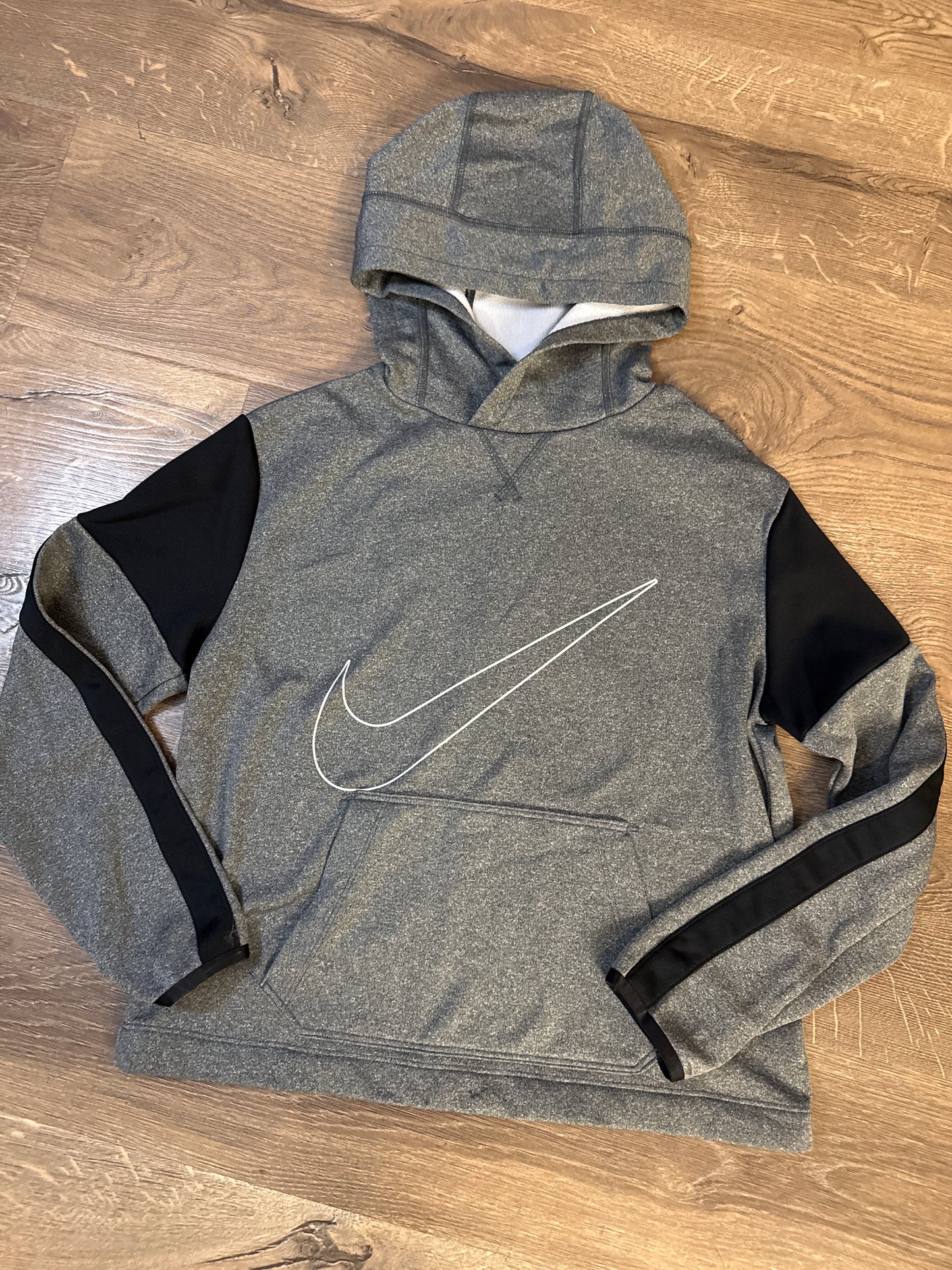 7/8 Nike Heathered Grey Lined Jacket With Hood