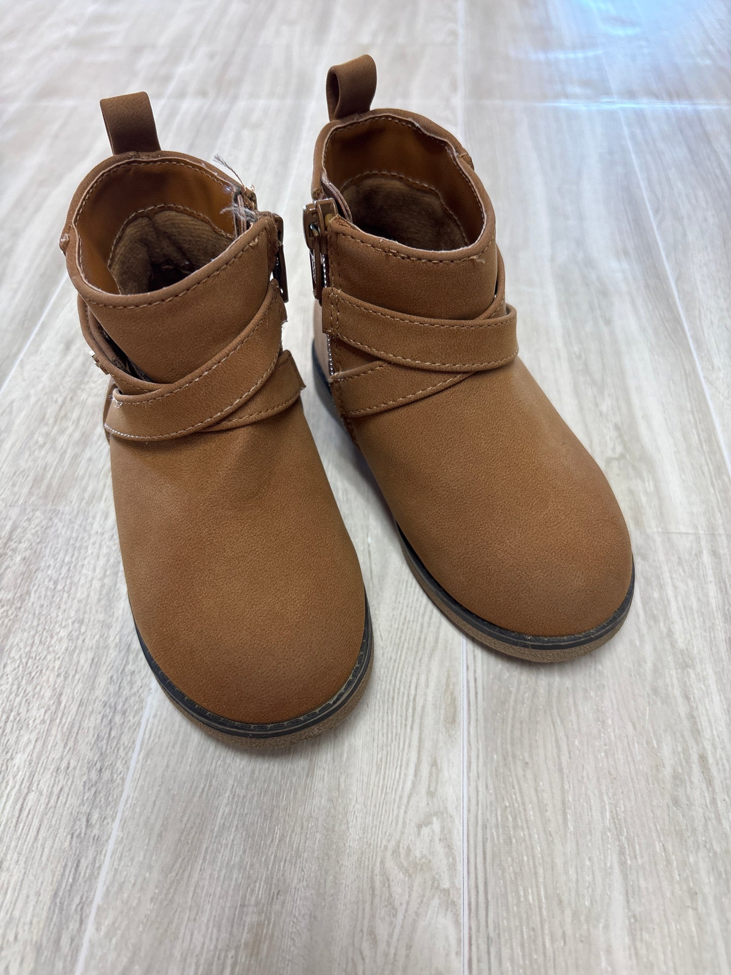 7c Brown Bootie with Gold Flower Detail
