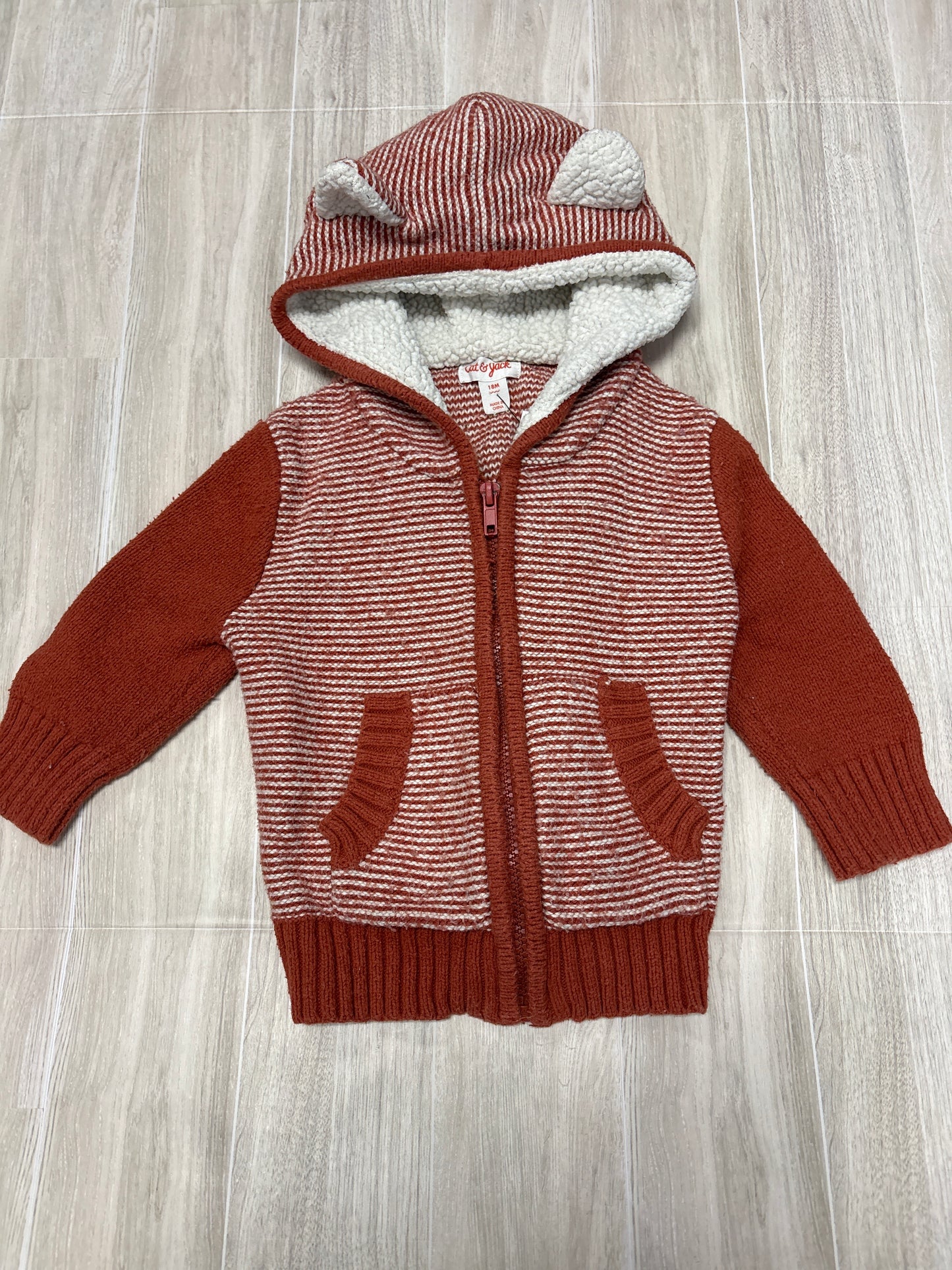 18m Rust Striped Zip Up Sweater