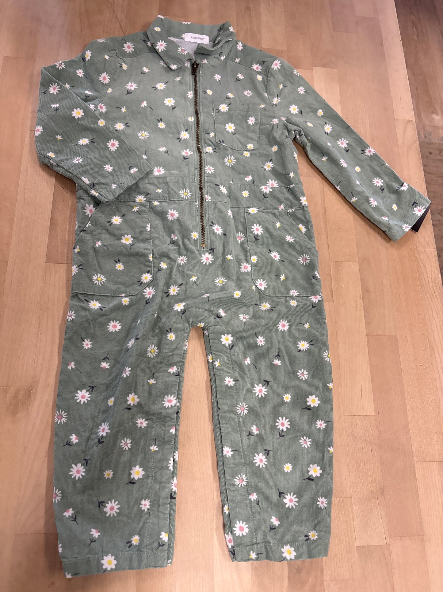 18-24m Angel Dear Green Corded Floral Jumper