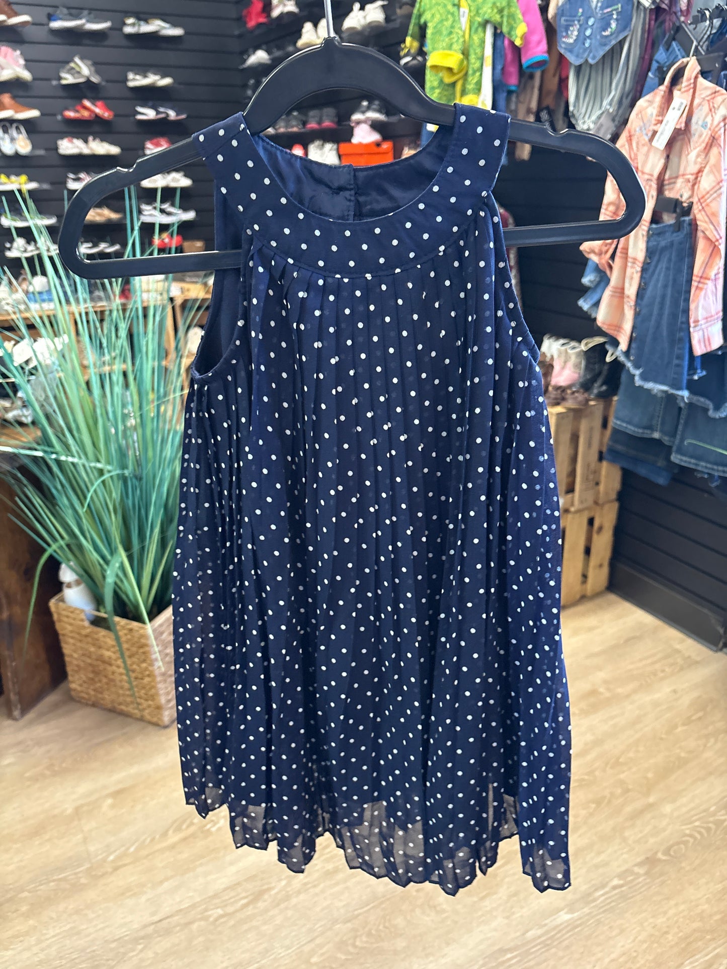 3T Navy Blue Polka Dotted Dress