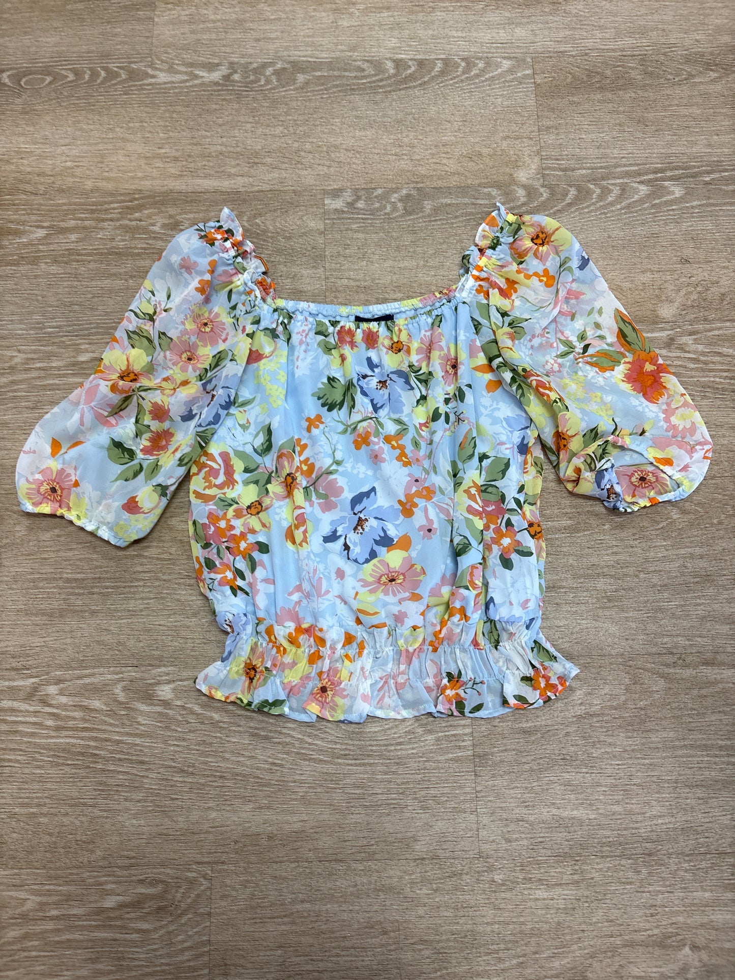 Womens Small Light Blue Floral Top