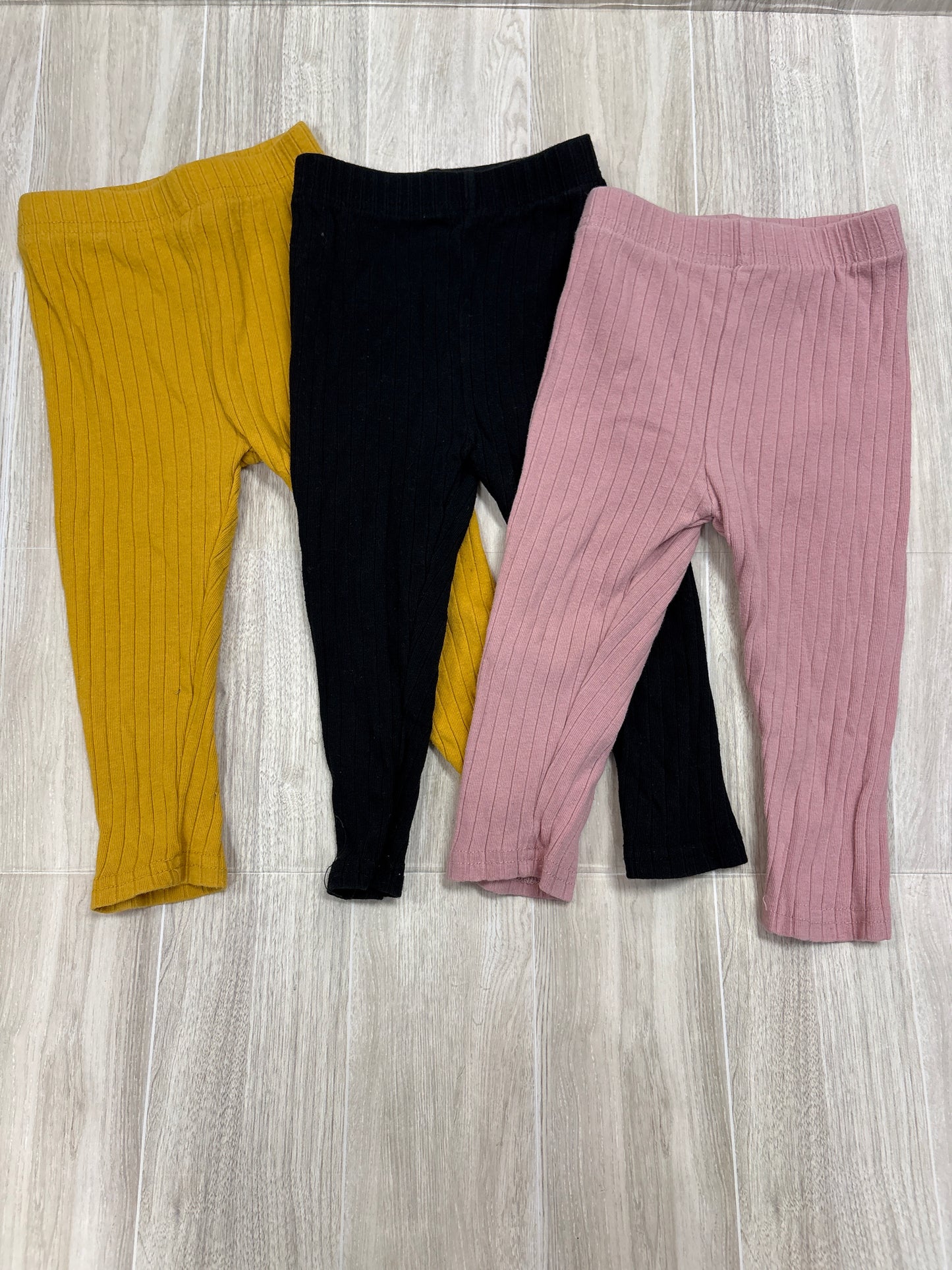 12/18m Ribbed Legging 3 Pack Pink/Black/Mustard