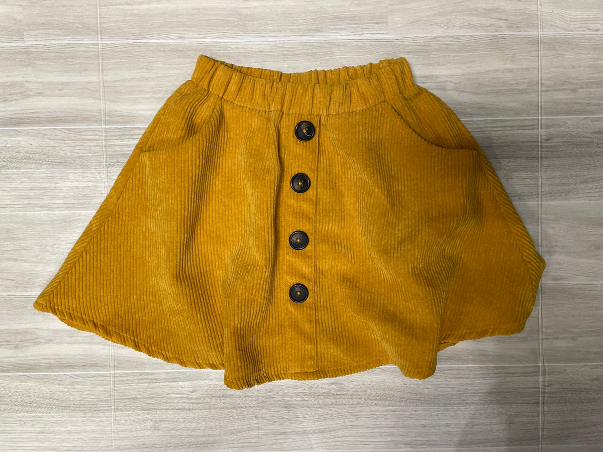 6Y Mustard Corduroy Button Skirt