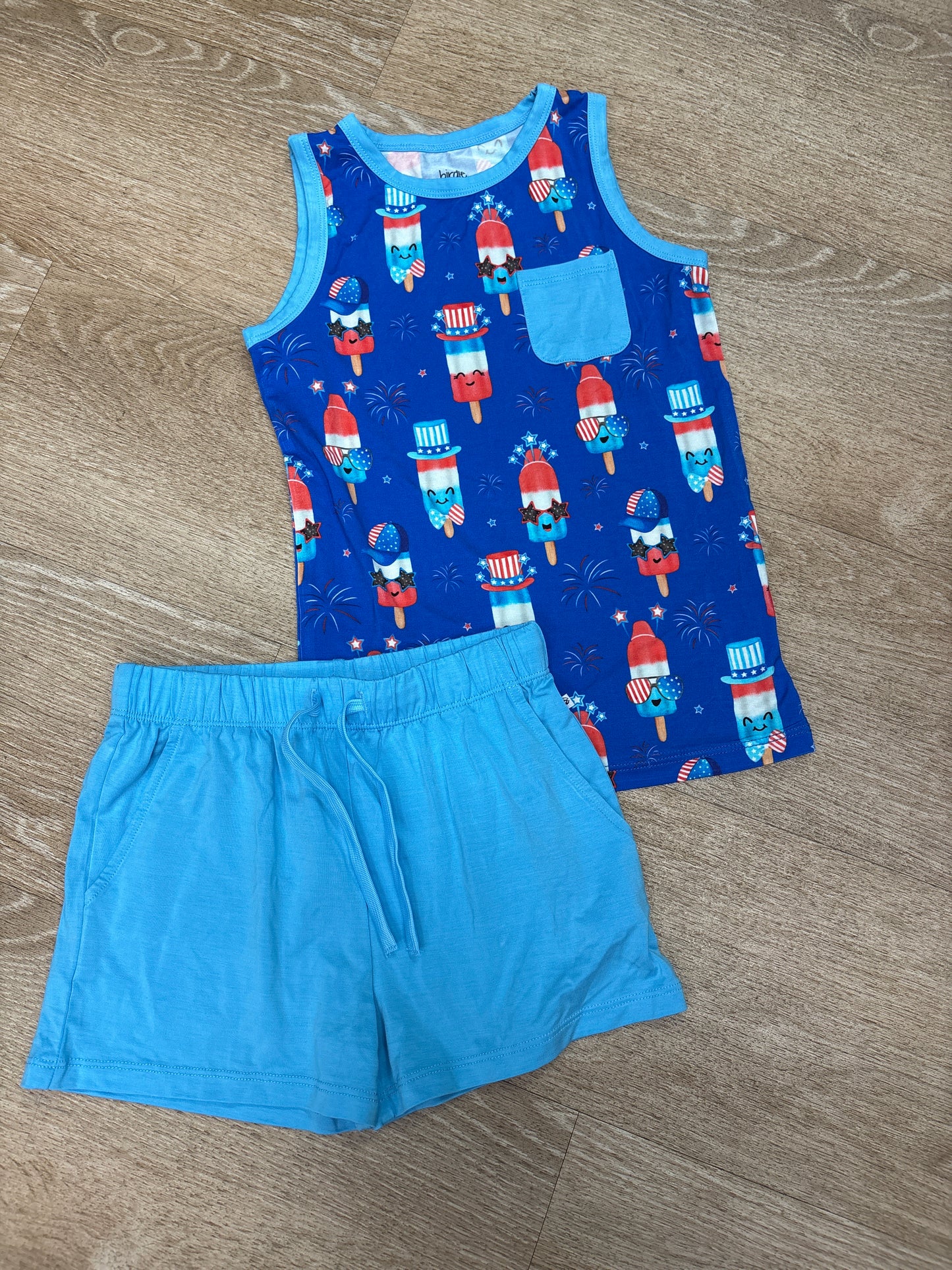4T Birdie Bean RWB Popsicle Tank + Short Set
