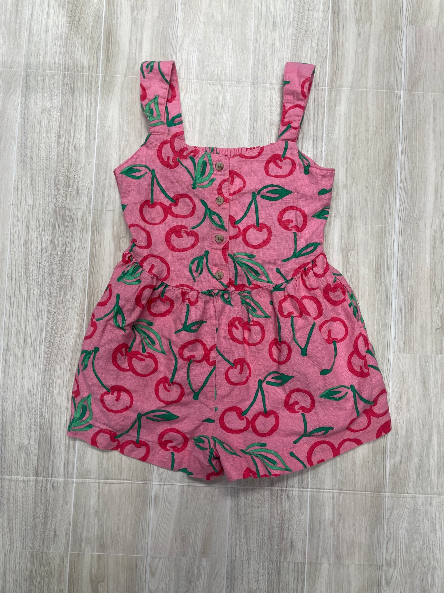 5T Cherry Pleated Shortie Romper